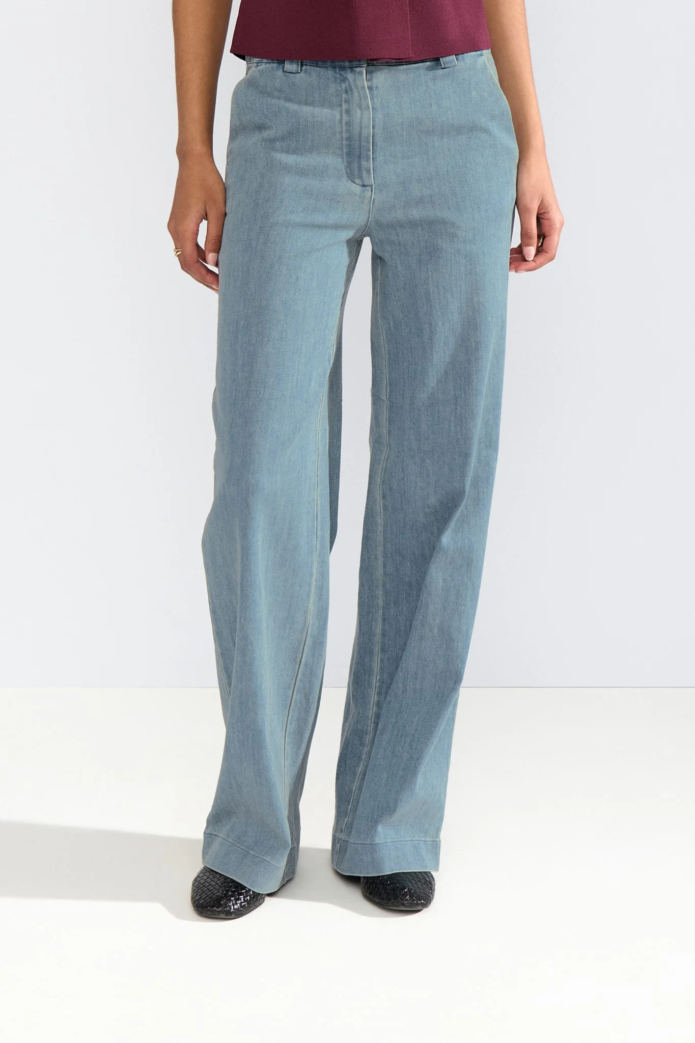 NUALETTA - PANTS  - Med. Blue Washed Denim