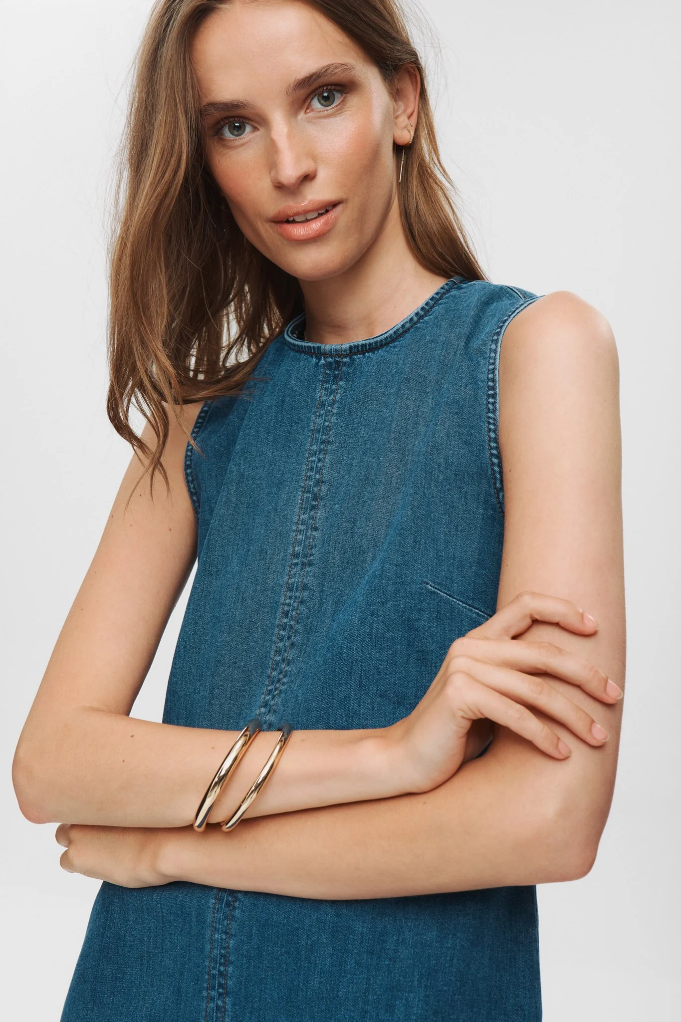 NUAMBER DRESS - Medium Blue Denim - Image 4