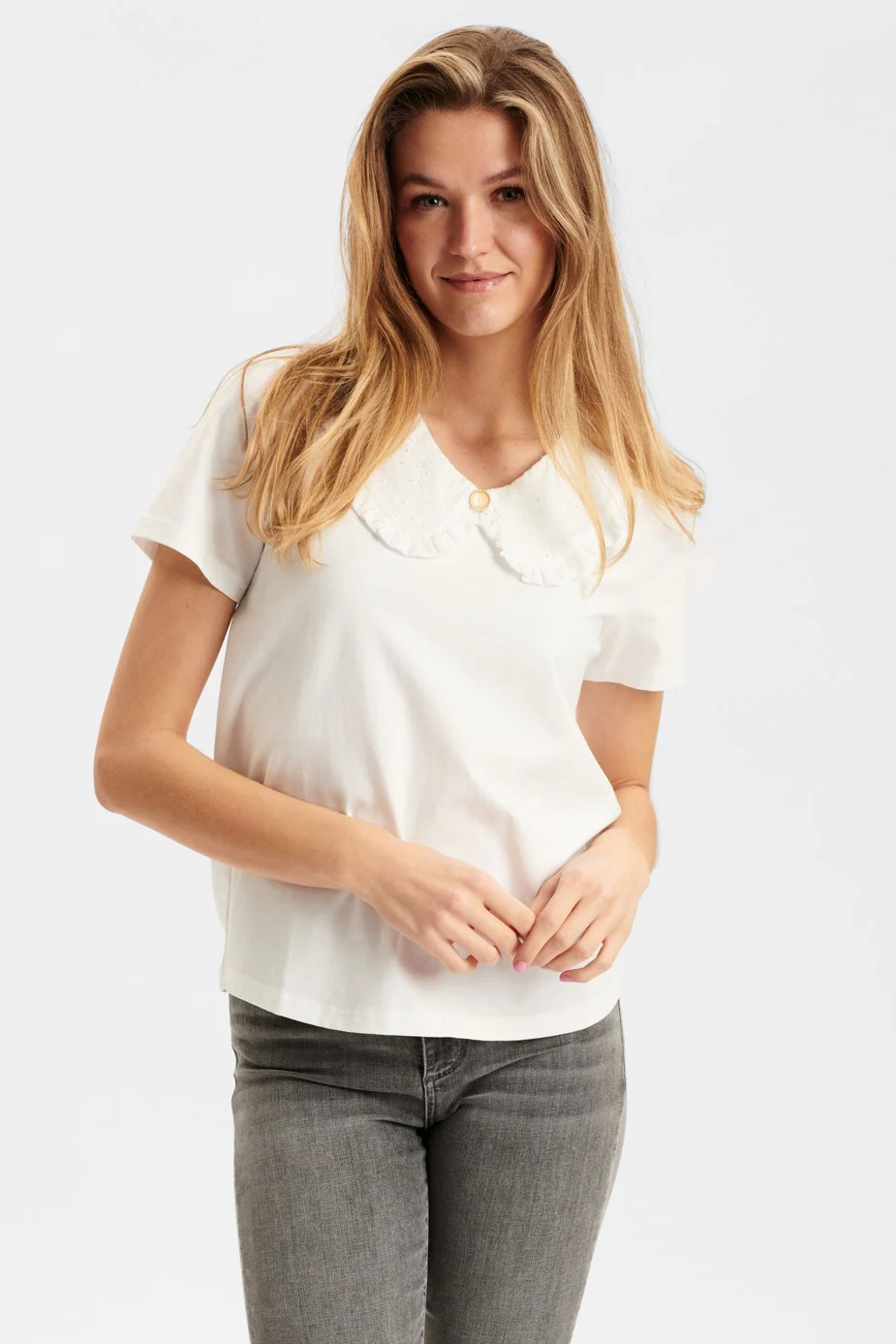 NUANTONIE SS COLLAR TEE - Bright White