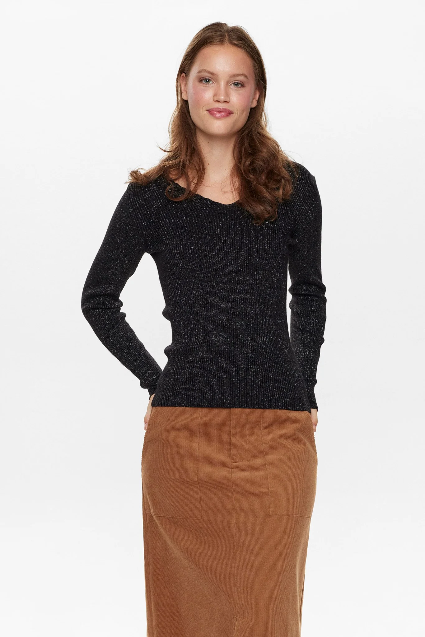 NUAYELET LS LUREX PULLOVER - Caviar