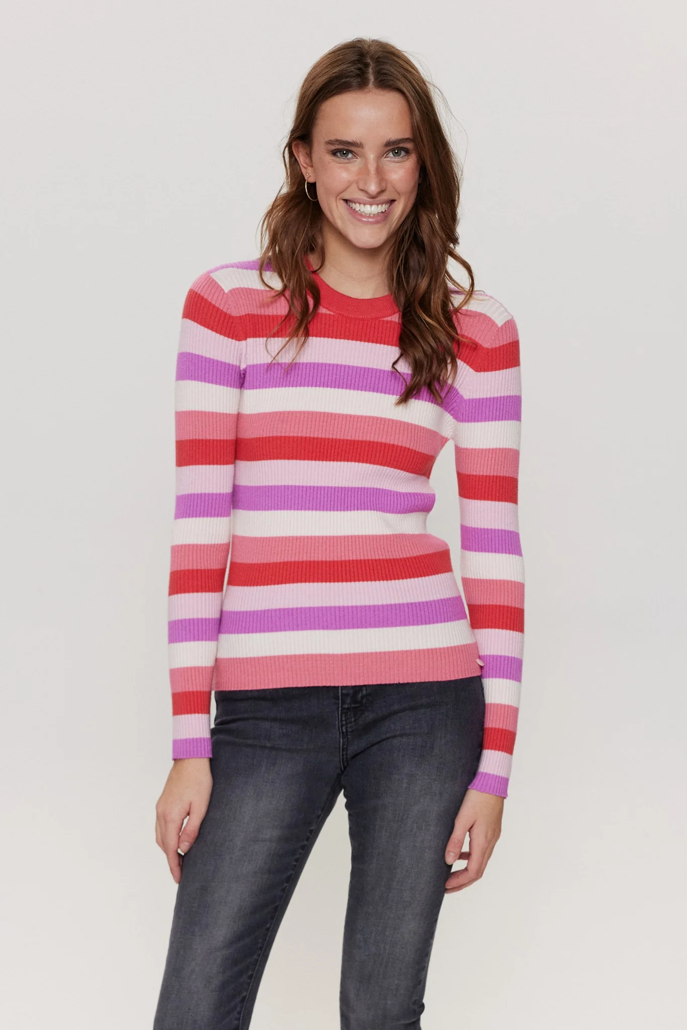 NUBERRY STRIPE PULLOVER - Teaberry