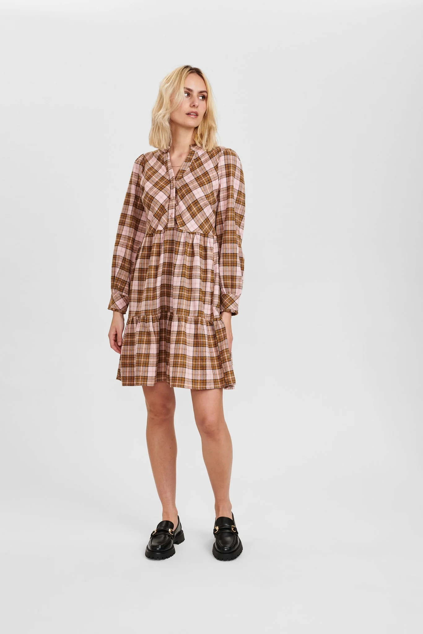 NUBIA CHECK DRESS  - Ash Rose - Image 3