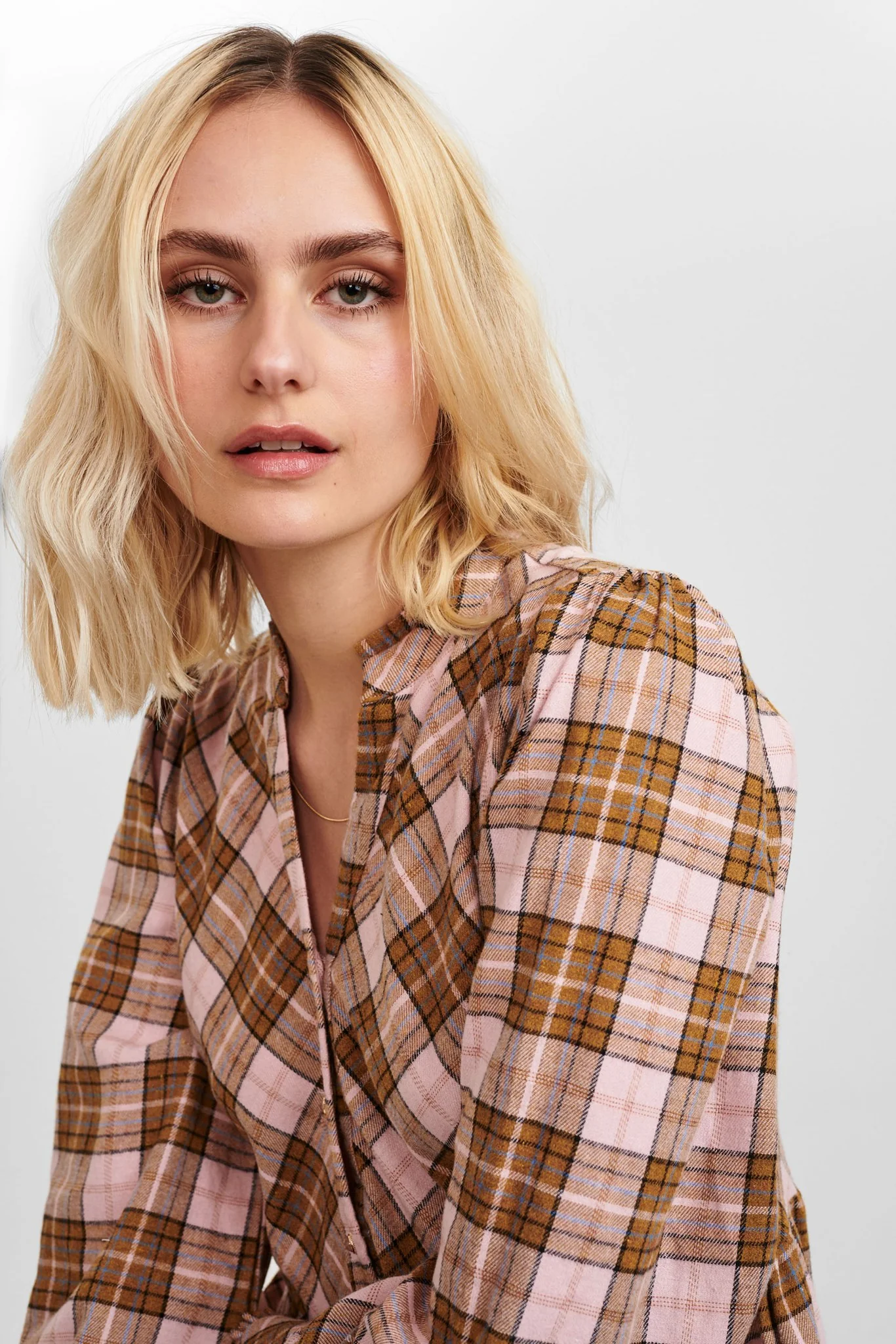 NUBIA CHECK DRESS  - Ash Rose - Image 6