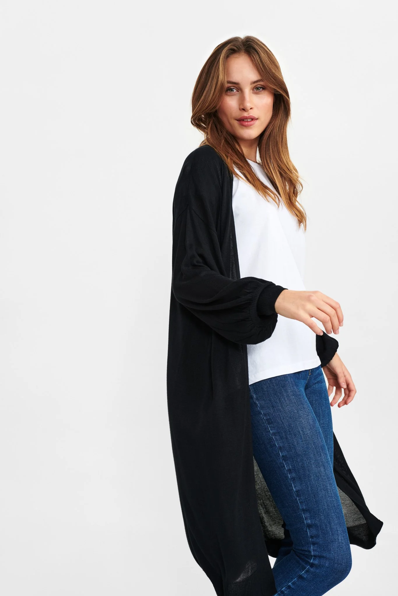 NUBIA LONG CARDIGAN - NOOS - Caviar - Image 5