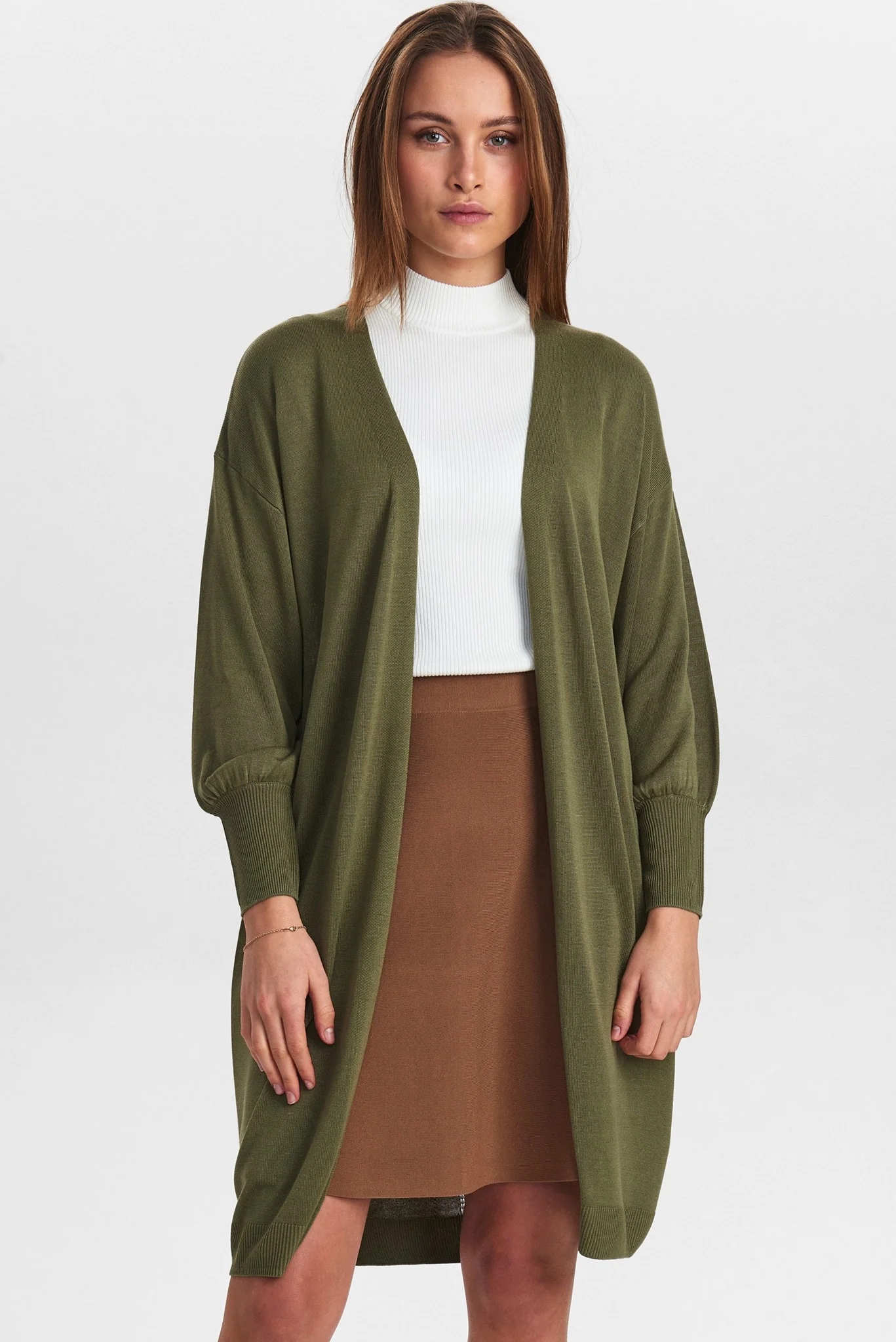 NUBIA LONG CARDIGAN - NOOS - Deep Lichen Green