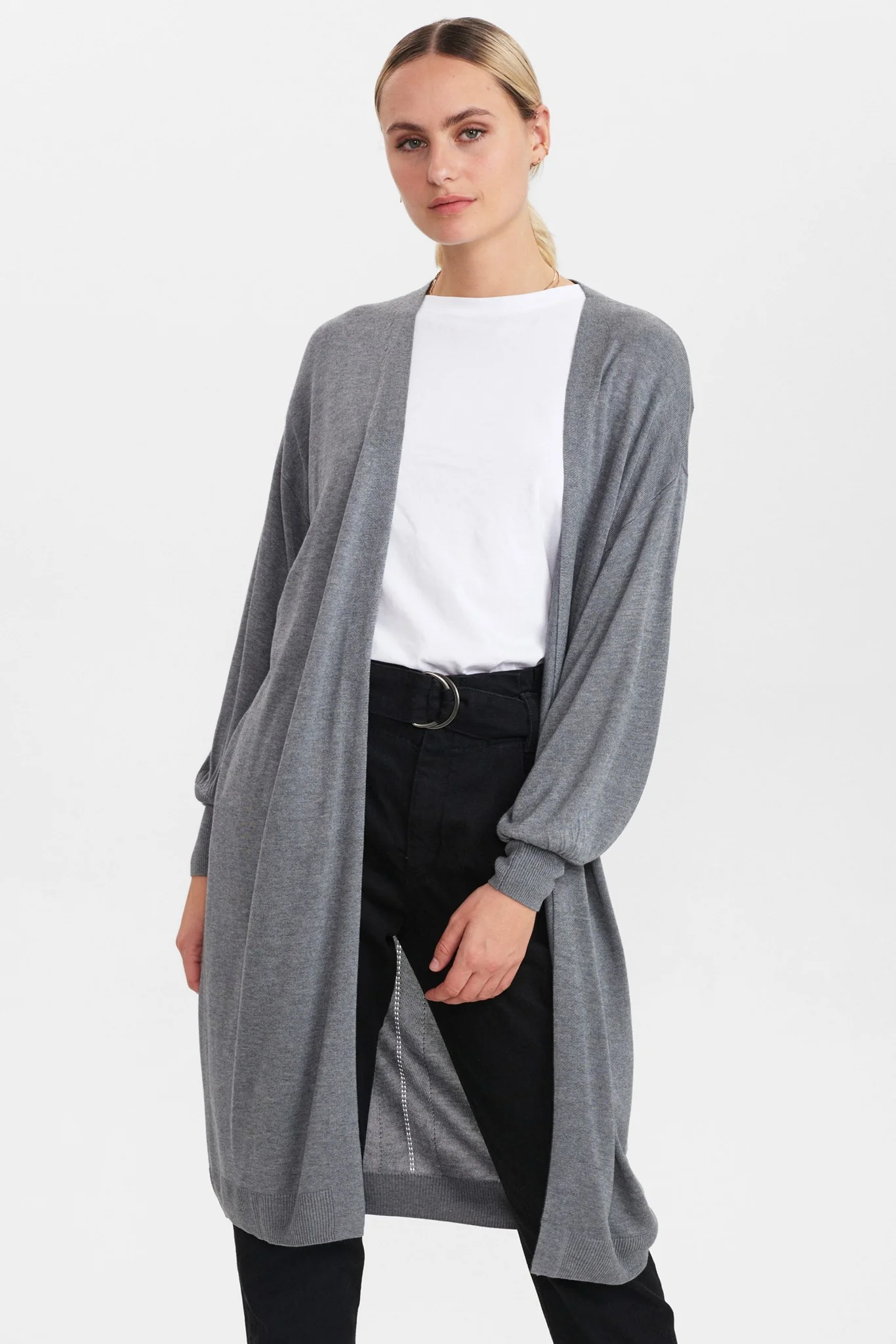 NUBIA LONG CARDIGAN - NOOS - Medium Grey mel