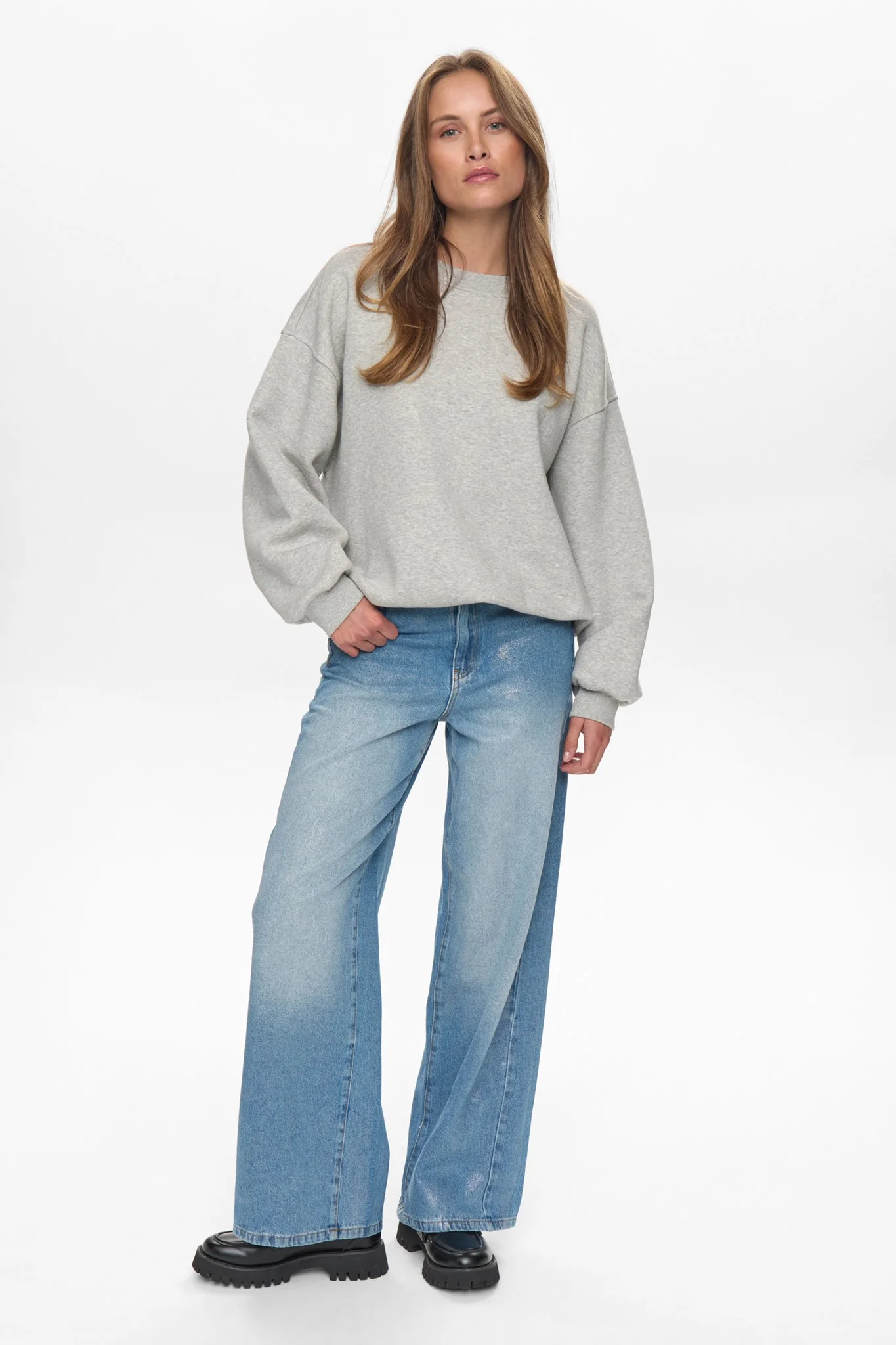 NUBISSA OVERSIZE SWEAT - Light grey mel - Image 3