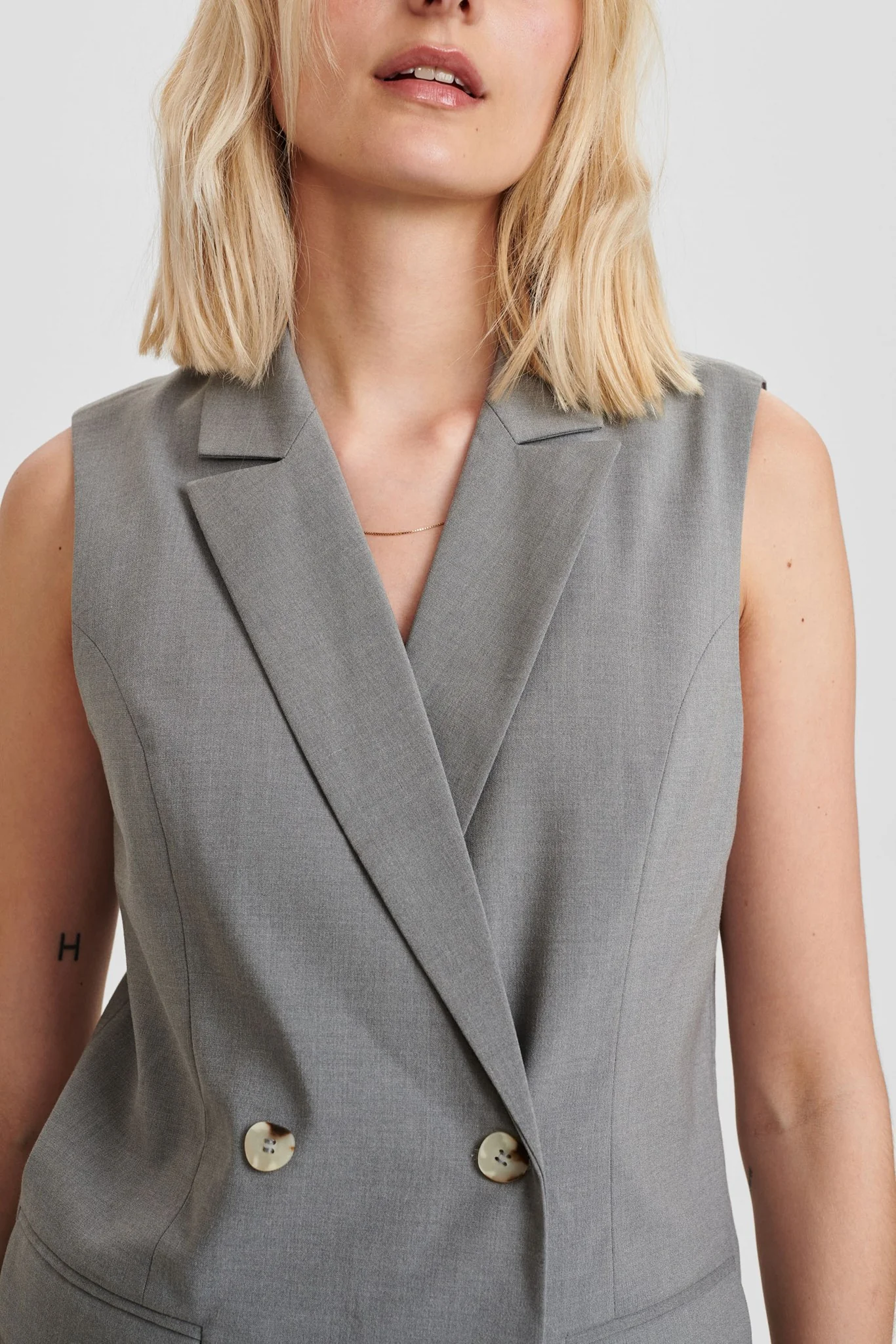 NUCARO WAISTCOAT - Light grey mel - Image 4