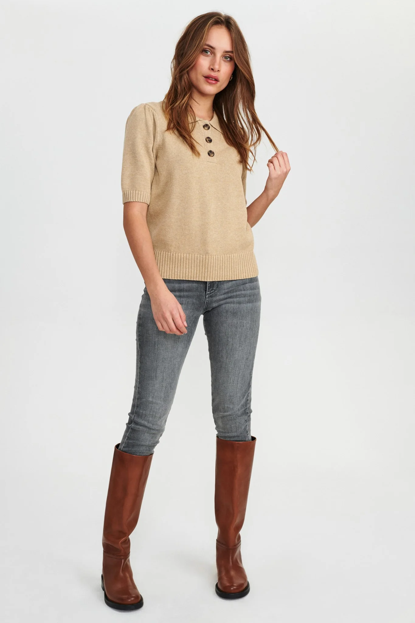 NUCARYS SS PULLOVER - NOOS  - Sesame Melange - Image 3