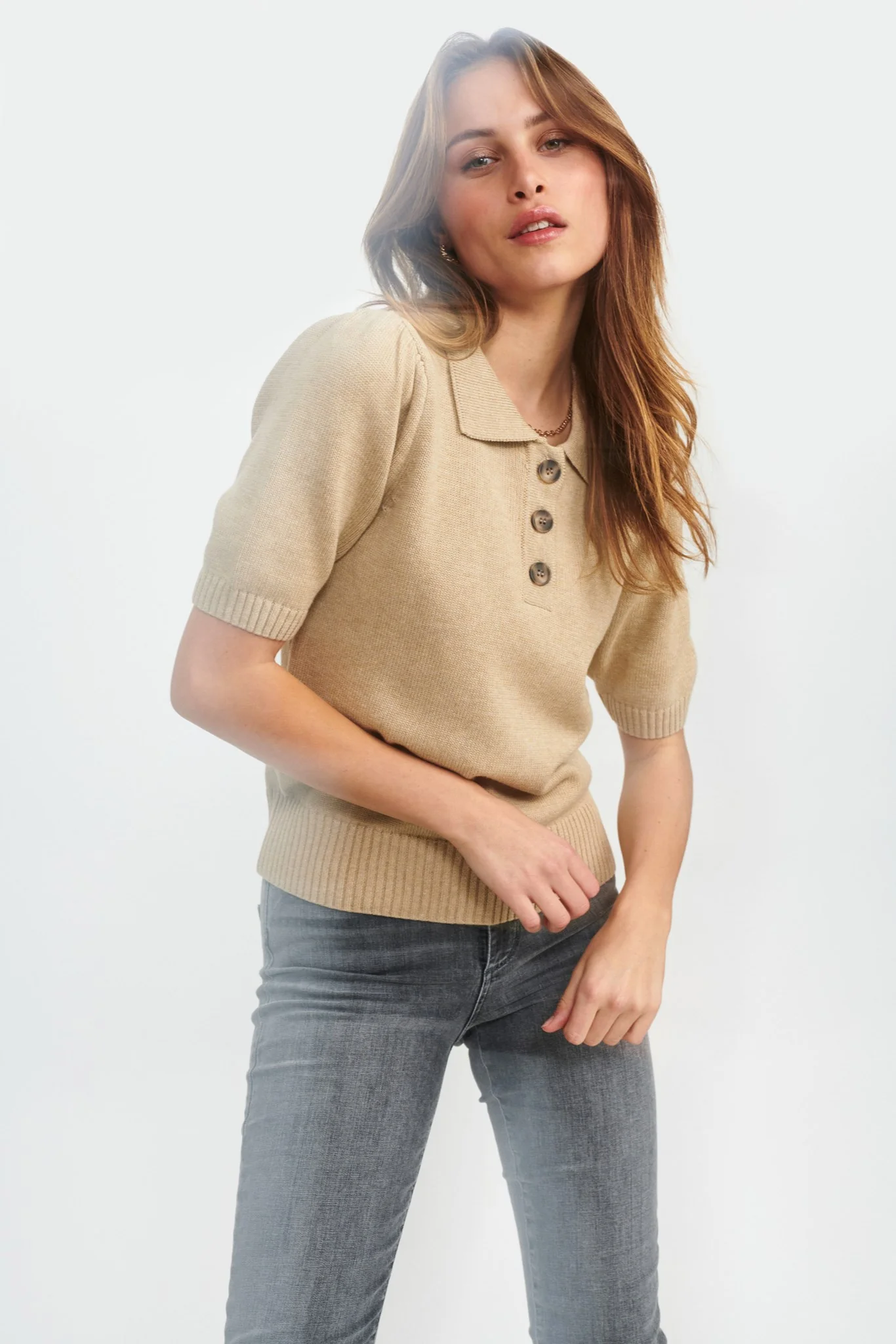 NUCARYS SS PULLOVER - NOOS  - Sesame Melange - Image 6