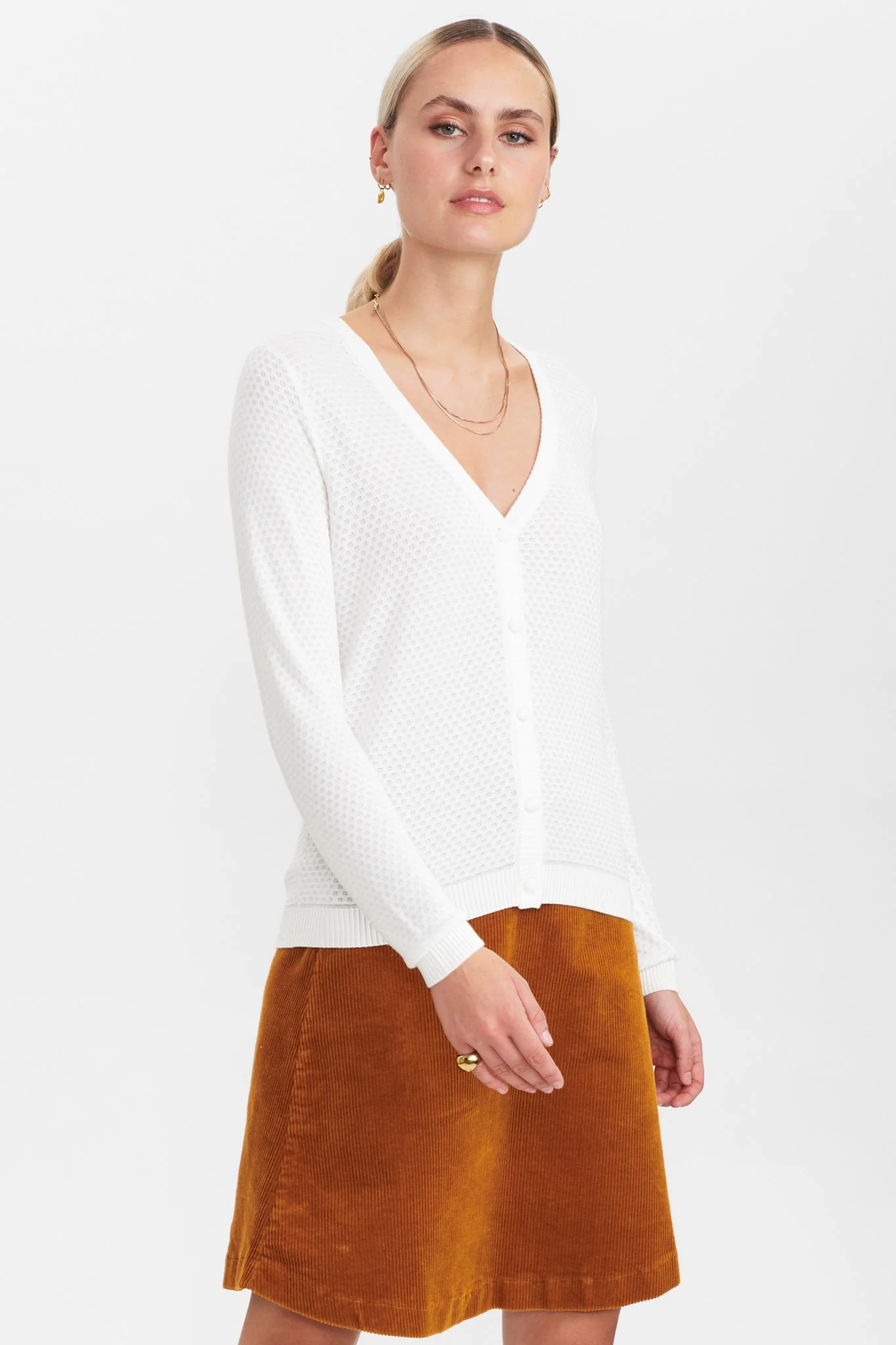 NUCASSIE-LS CARDIGAN - NOOS - Cloud Dancer
