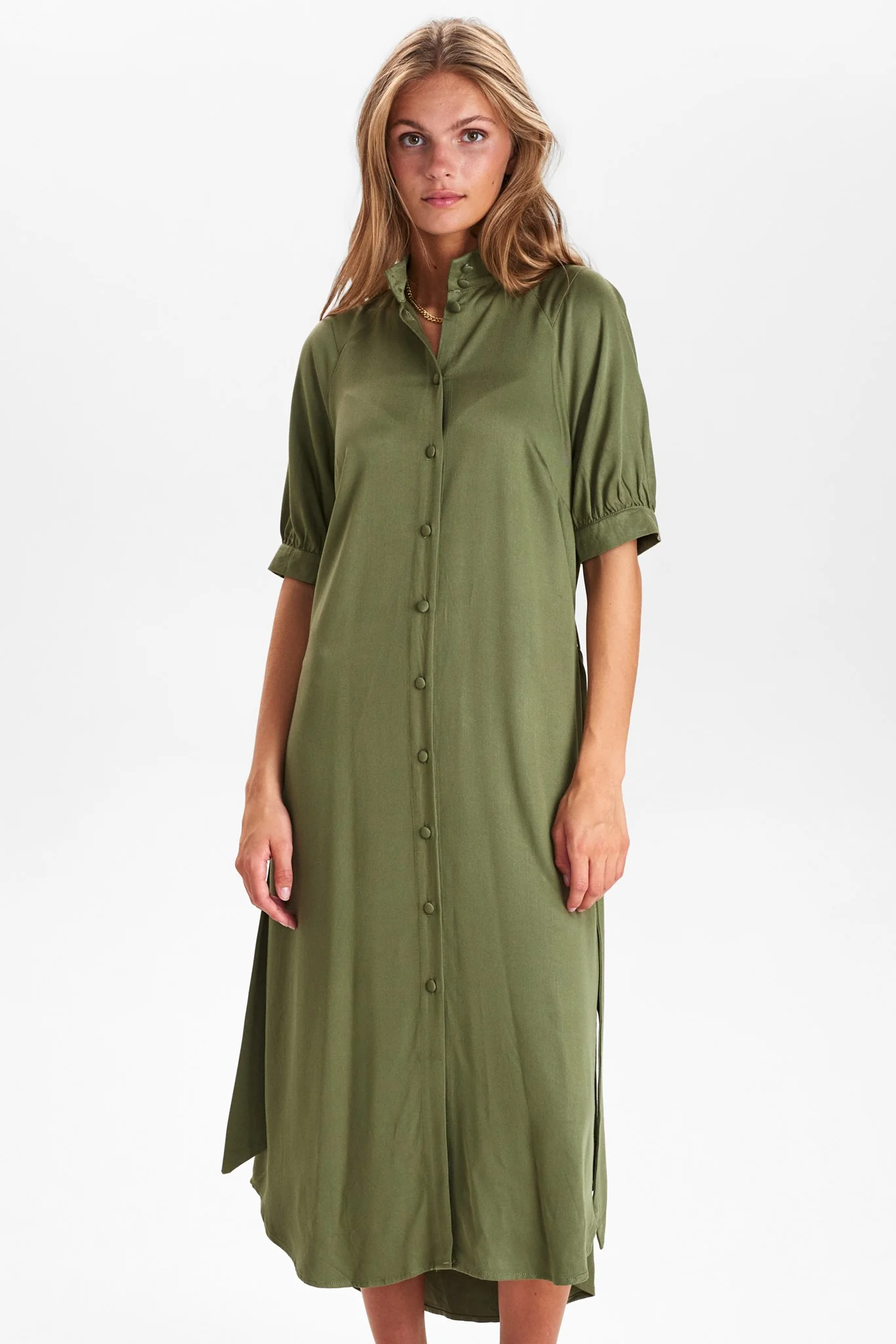NUCHARDONNAY DRESS W/O RUFFLES - Deep Lichen Green
