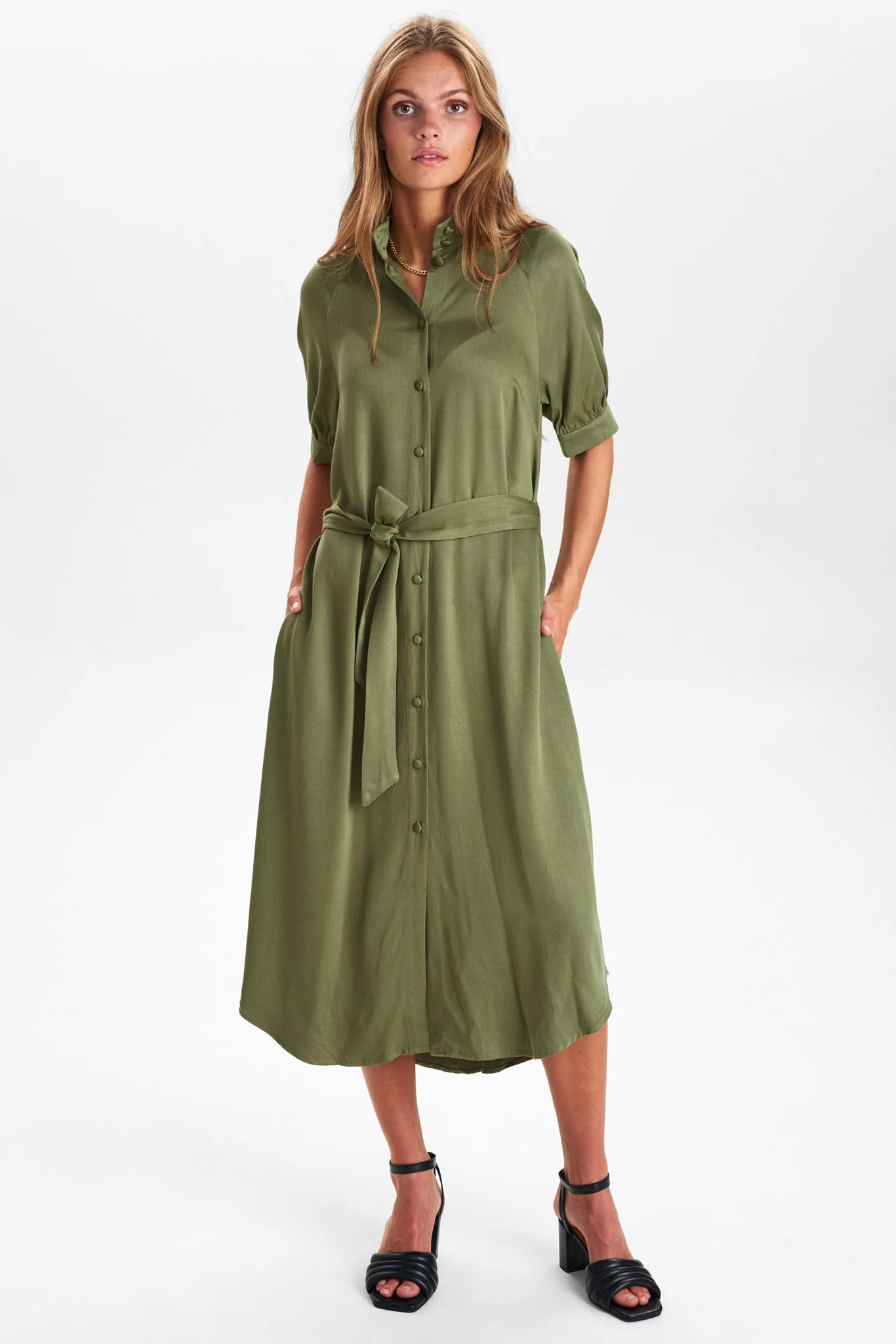 NUCHARDONNAY DRESS W/O RUFFLES - Deep Lichen Green - Image 3