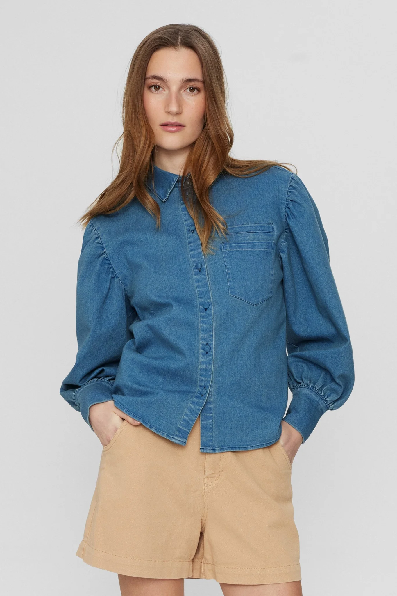 NUCHARLISE SHIRT - Medium Blue Denim