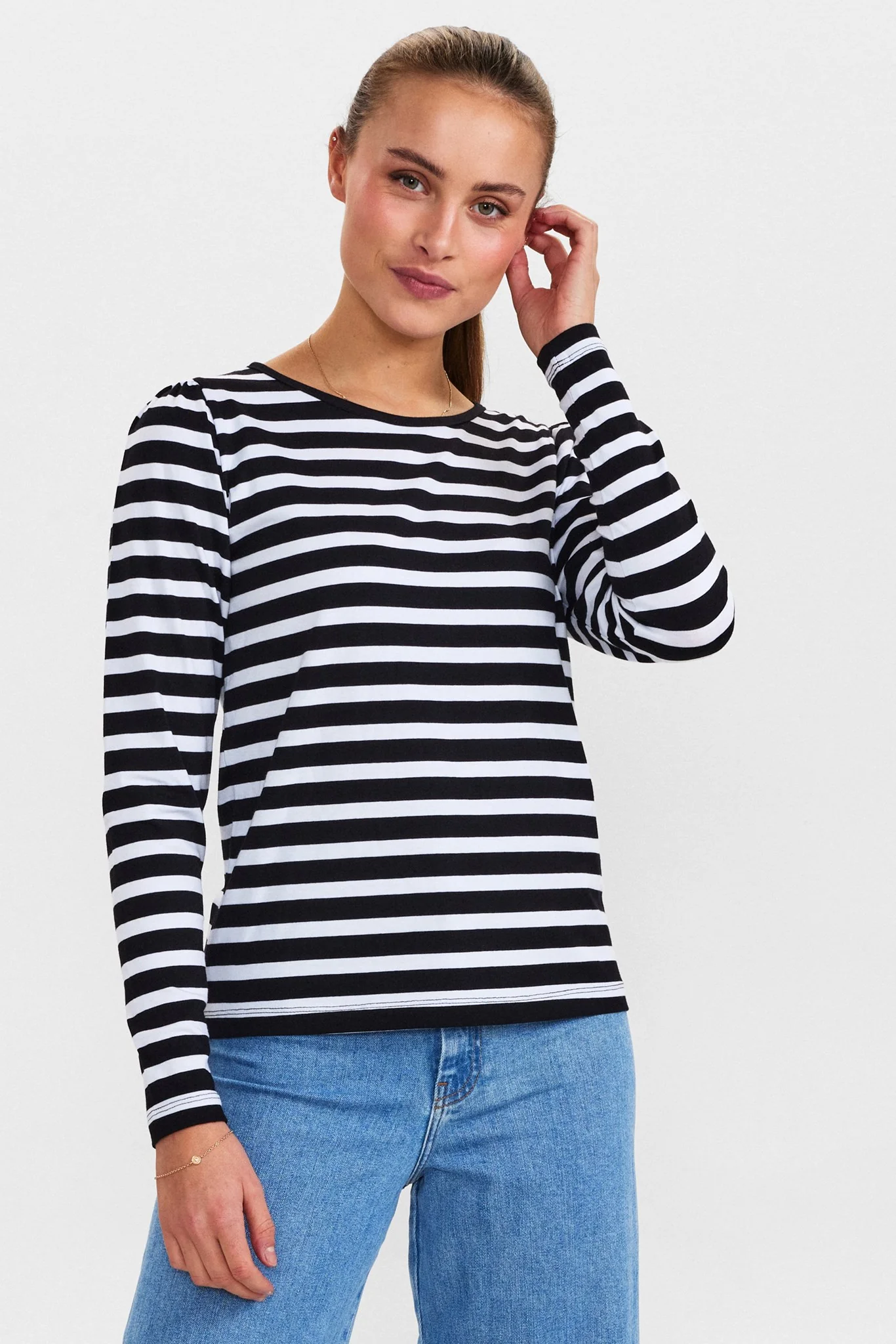 NUDAIMI LS T-SHIRT-NOOS-GOTS - Bright White