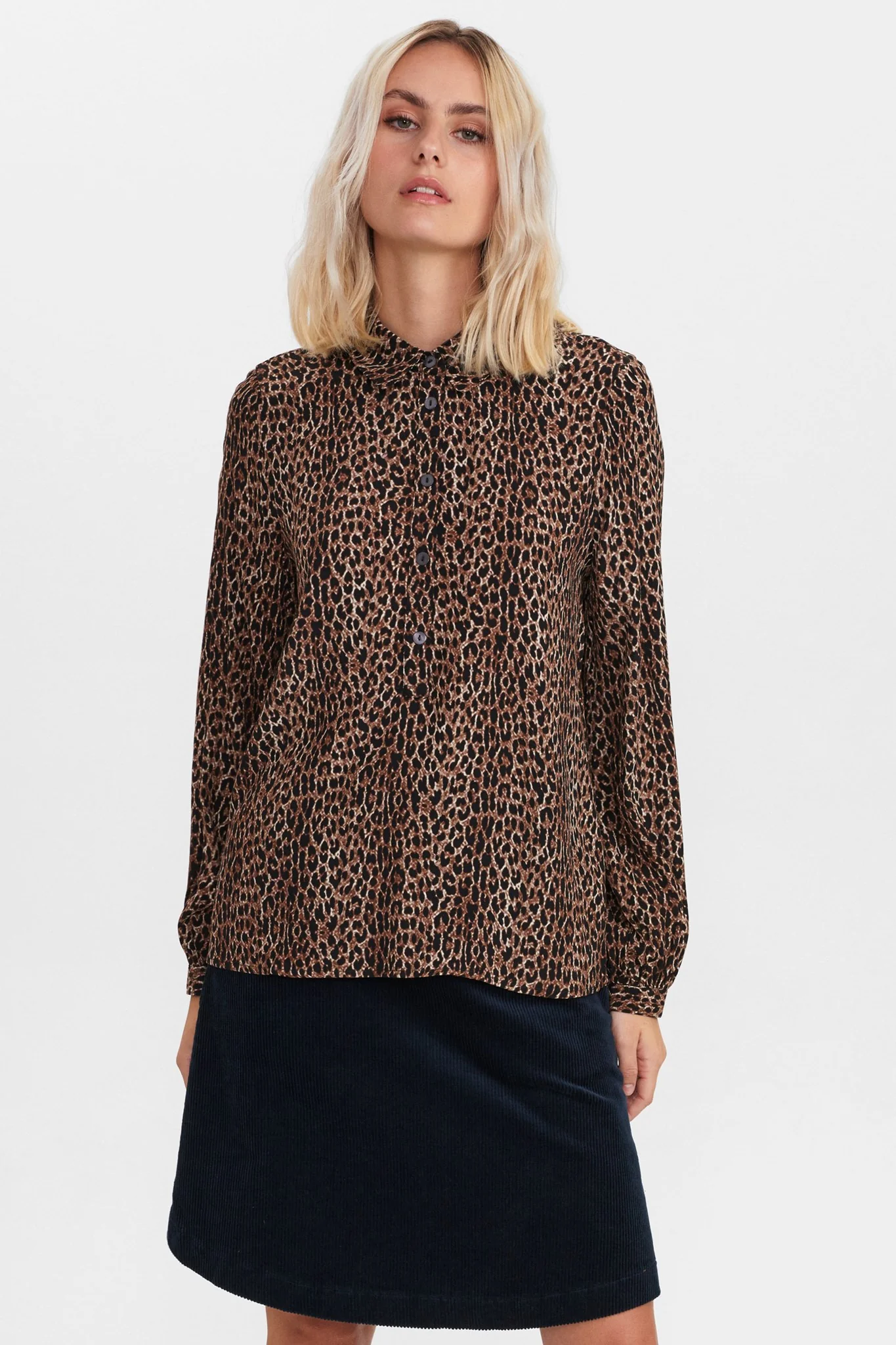 NUDELSIA LEO PRINT SHIRT NOOS - Caviar