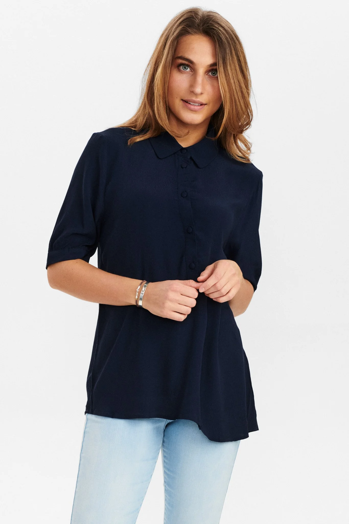 NUDELSIA S/S SHIRT - Dark Sapphire