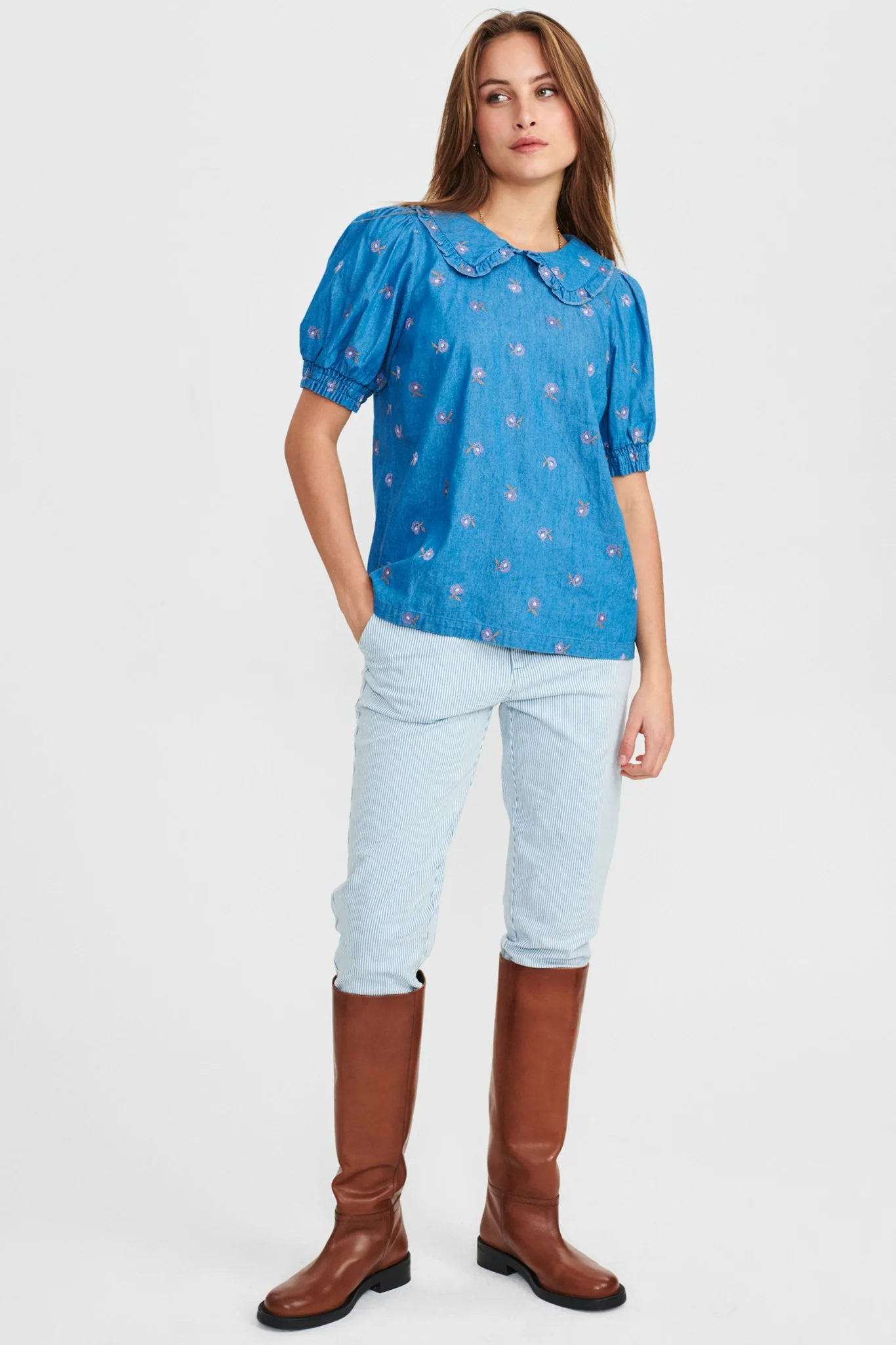 NUDOSS SHIRT - Medium Blue Denim - Image 3