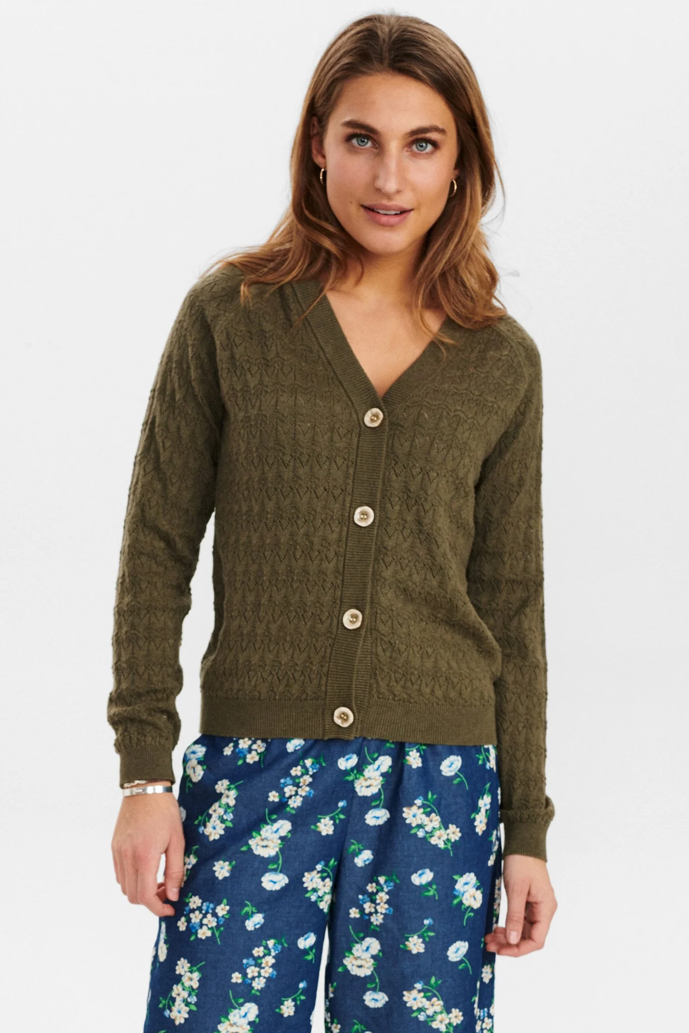 NUDULLIA CARDIGAN W/O RUFFLES  - Deep Lichen Green