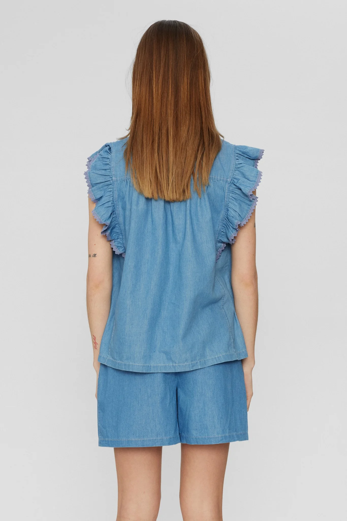 NUDYLAN TOP - Medium Blue Denim - Image 2