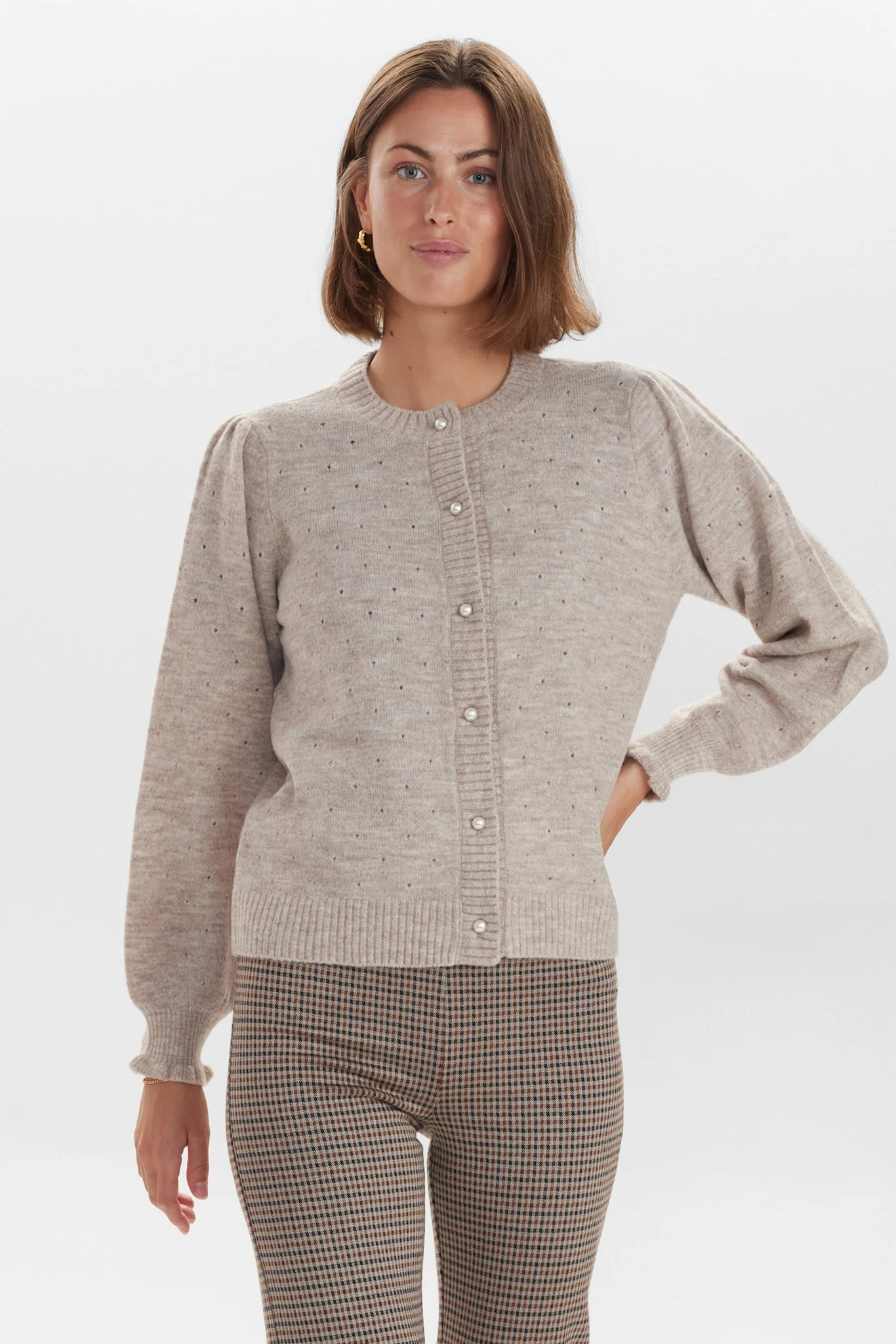 NUEBBA CARDIGAN W/O RUFFLE - Cobblestone