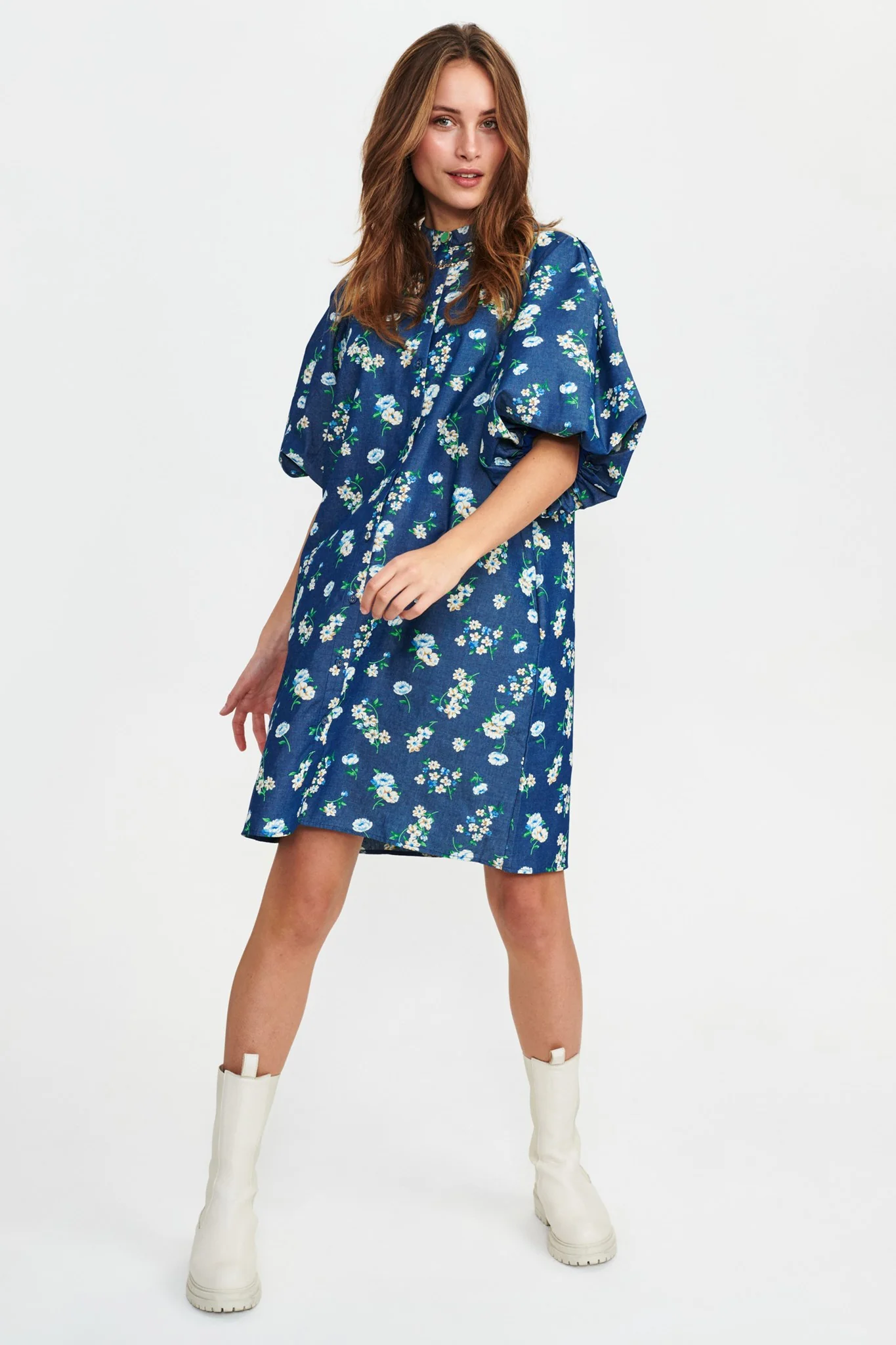NUEDELLE DRESS - Medium Blue Denim - Image 3