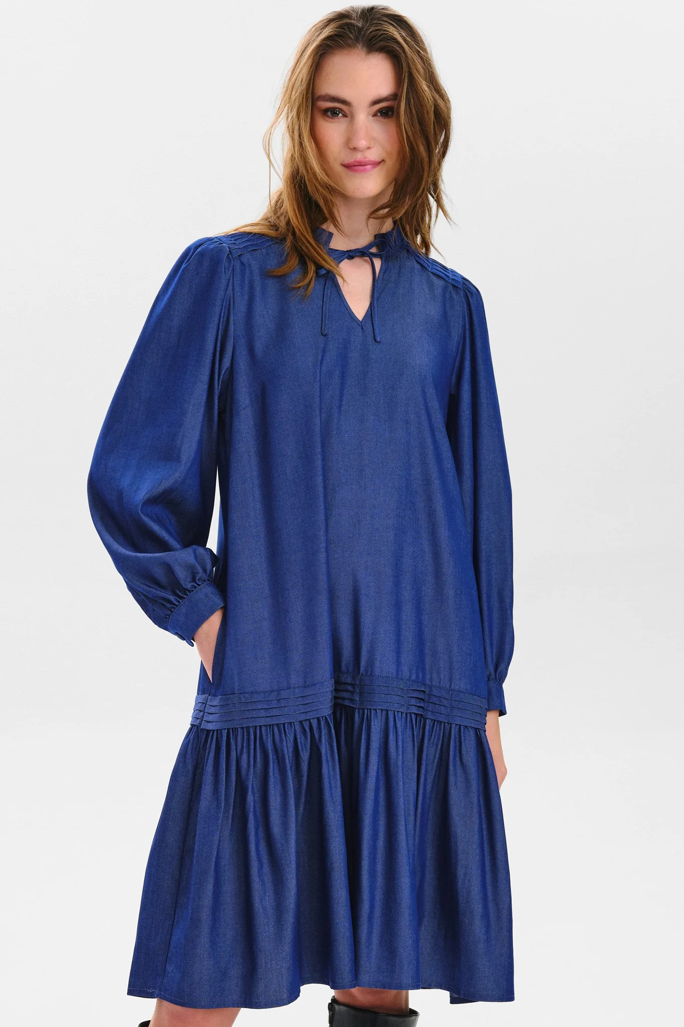 NUEDIBE DRESS - Medium Blue Denim