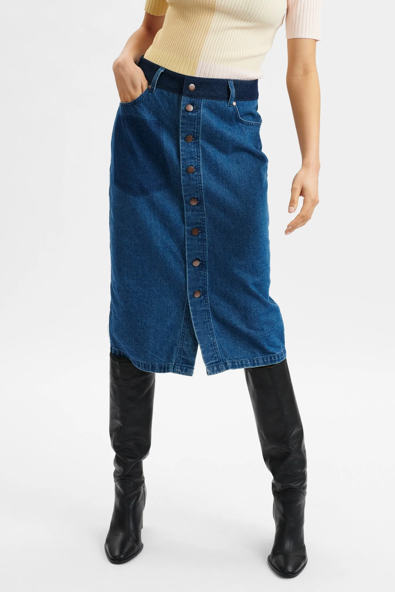 NUEDUZI SKIRT - Medium Blue Denim