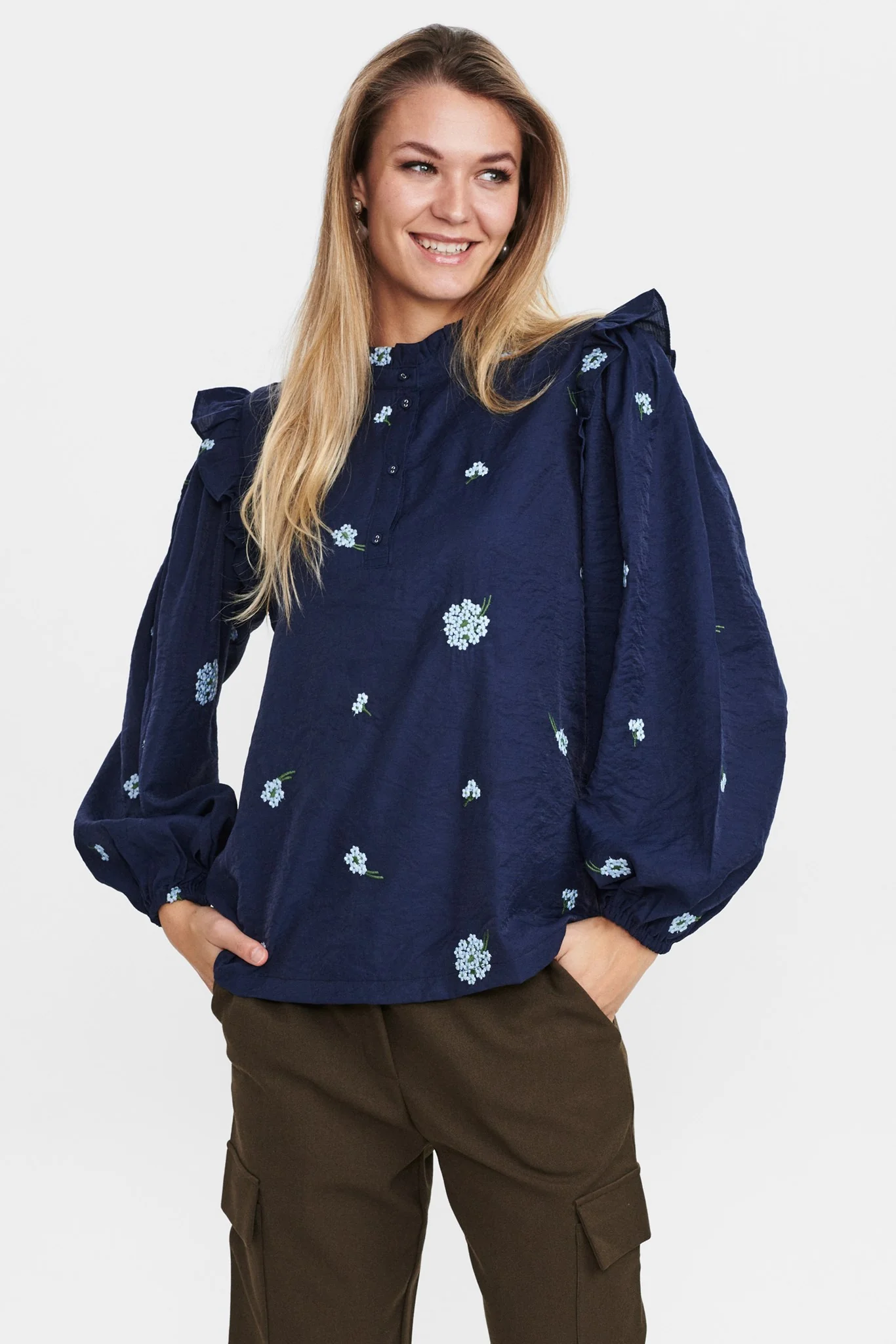 NUFLOWERIE BLOUSE - Dark Sapphire