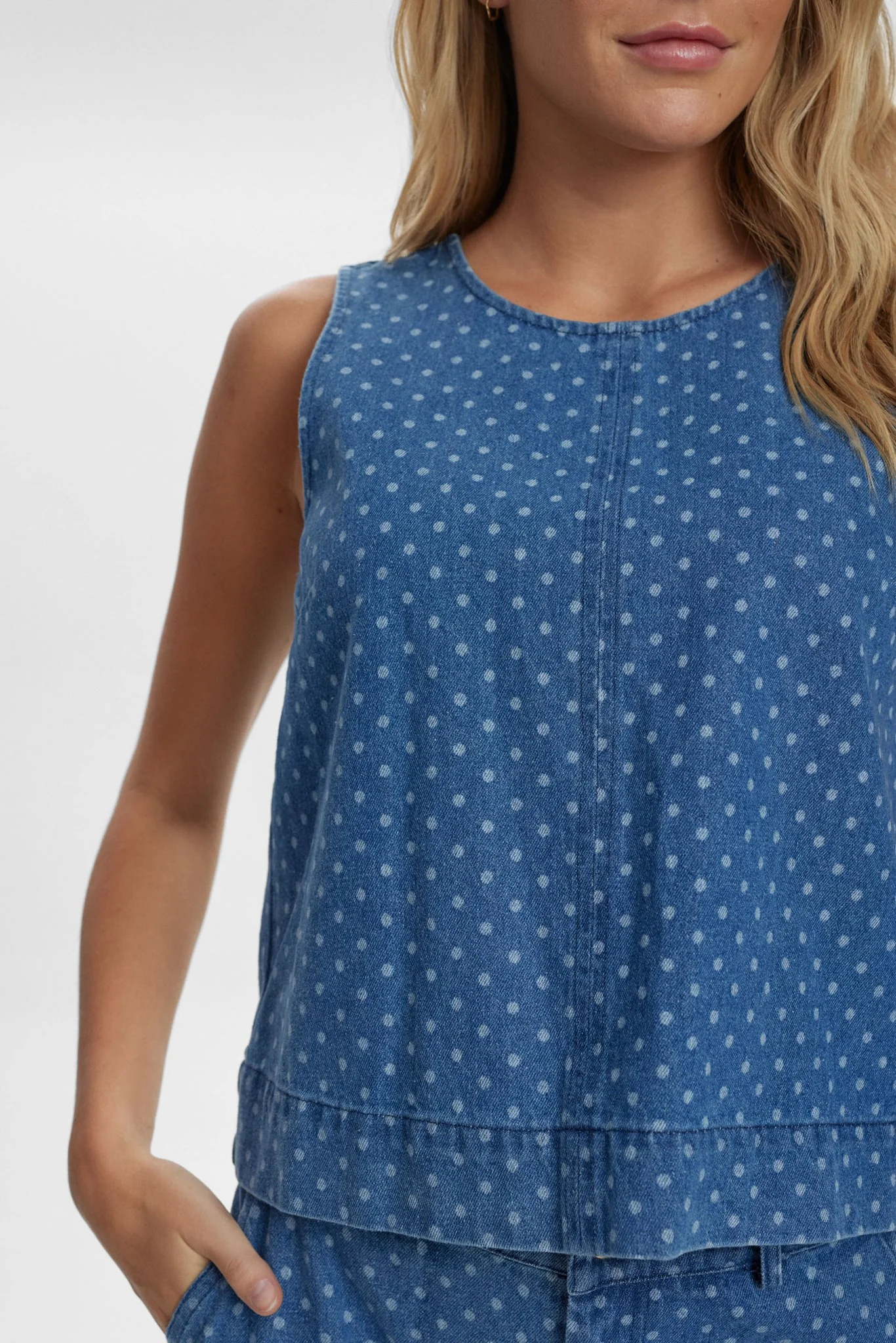 NUHADDIE TOP - Medium Blue Denim - Image 4