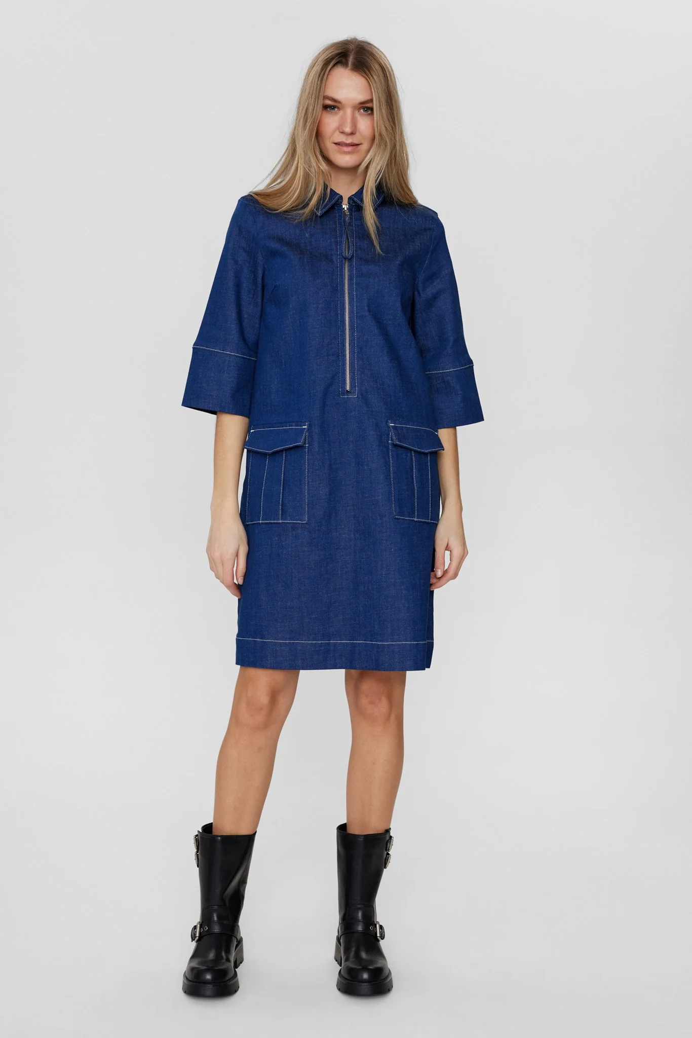 NUISSA DRESS - Dark Blue Denim - Image 3