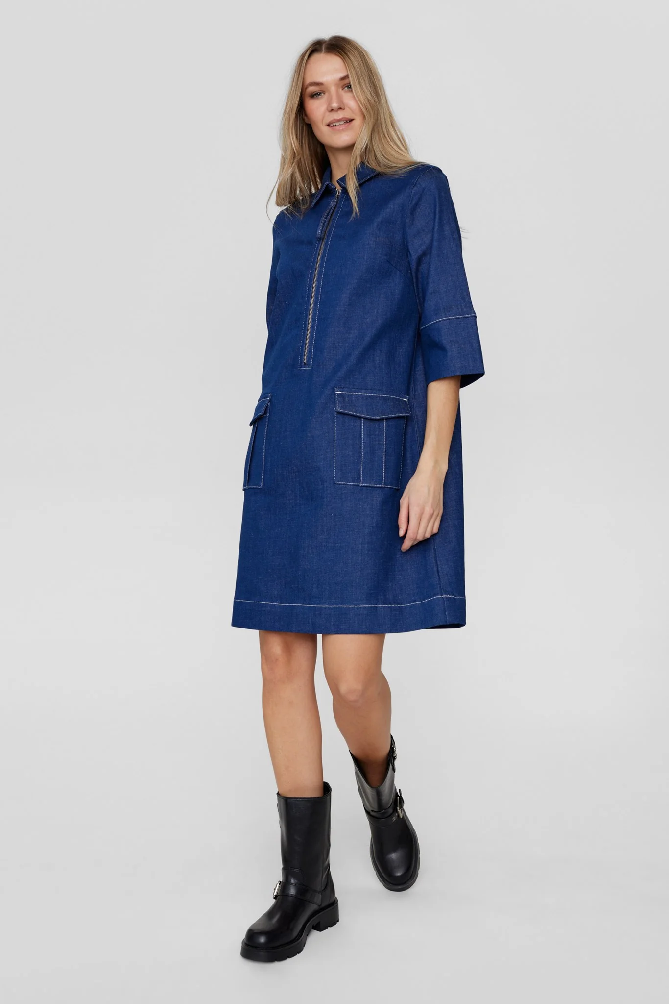 NUISSA DRESS - Dark Blue Denim - Image 6