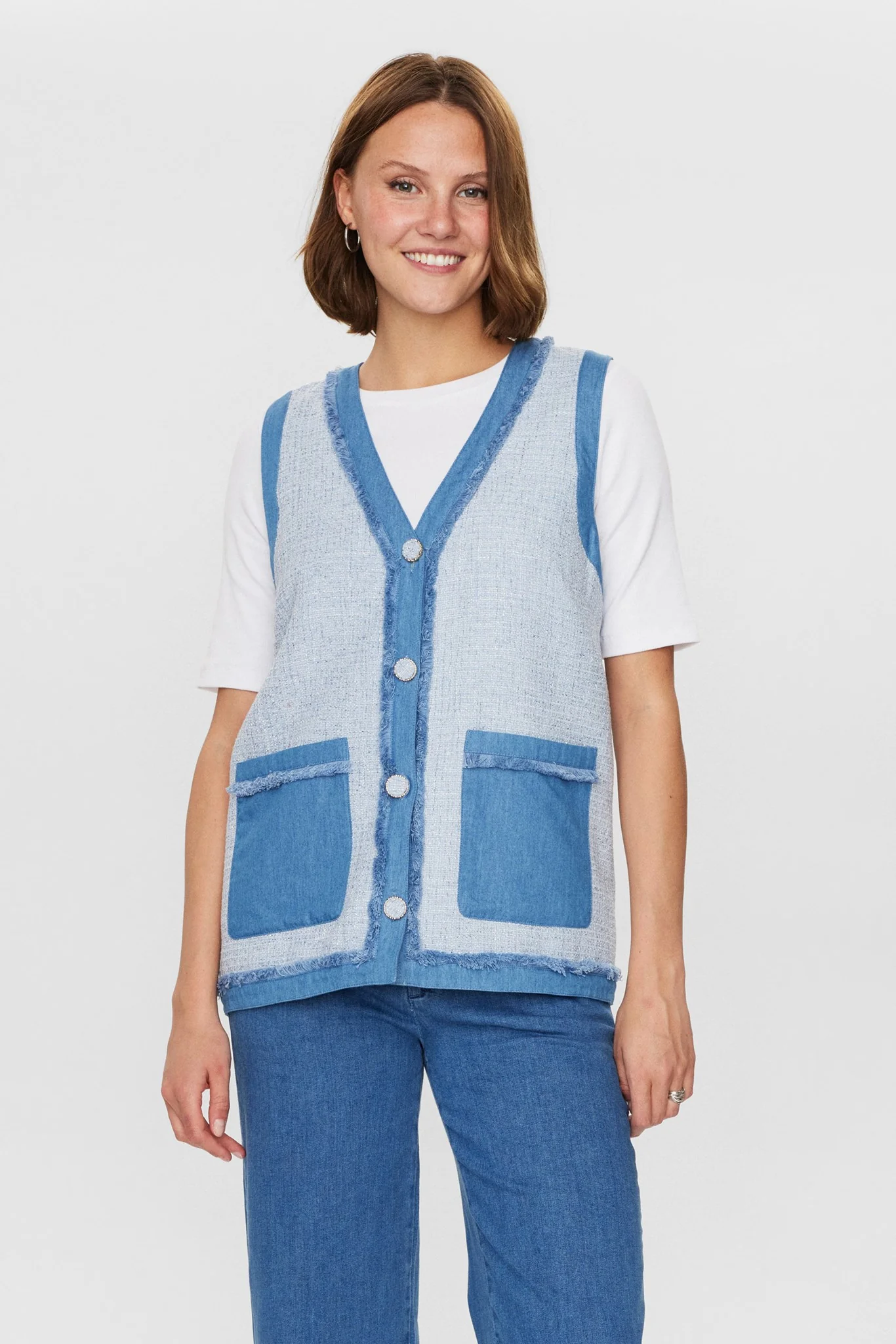 NUJANET VEST - Medium Blue Denim