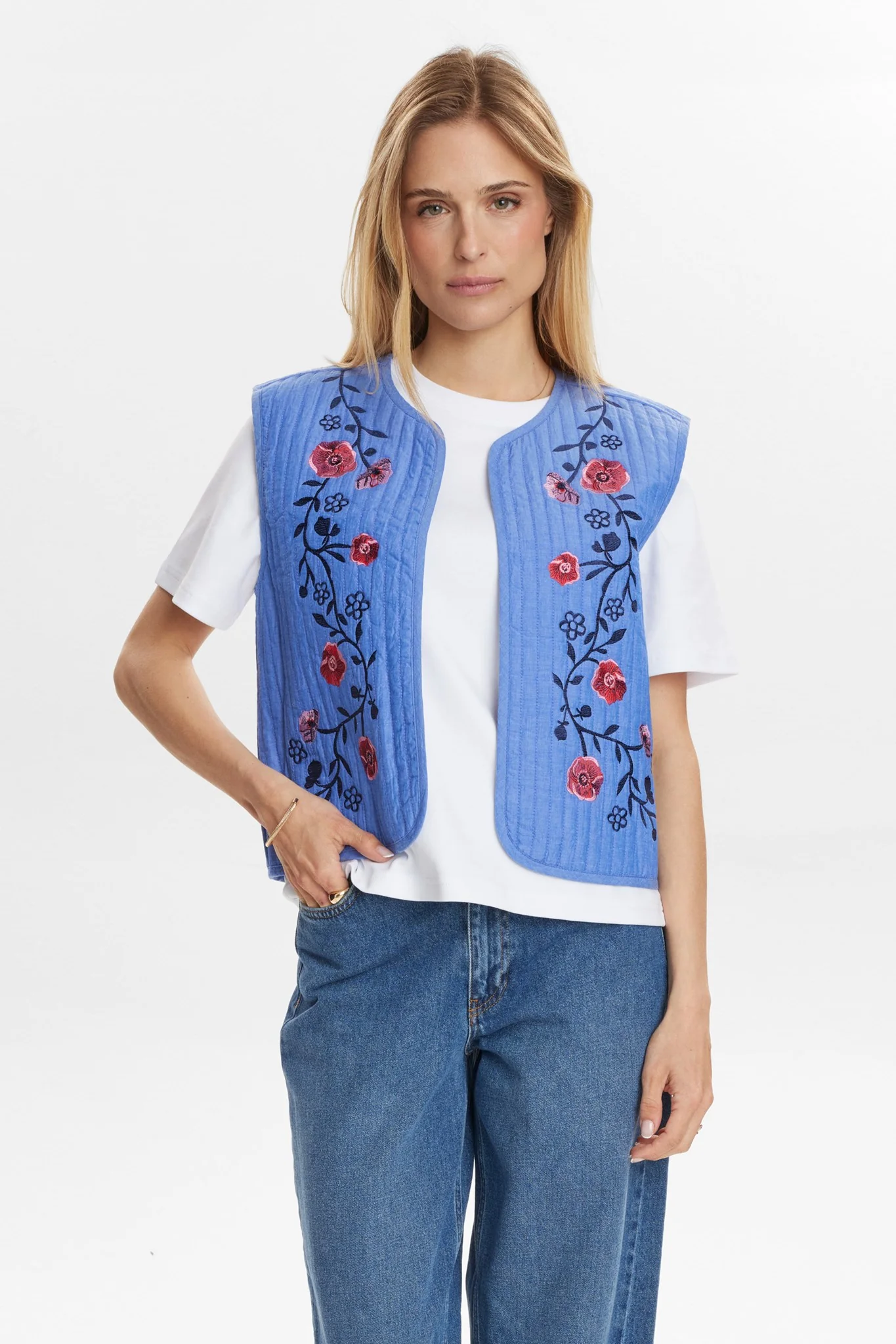 NUJODIE VEST - Medium Blue Denim