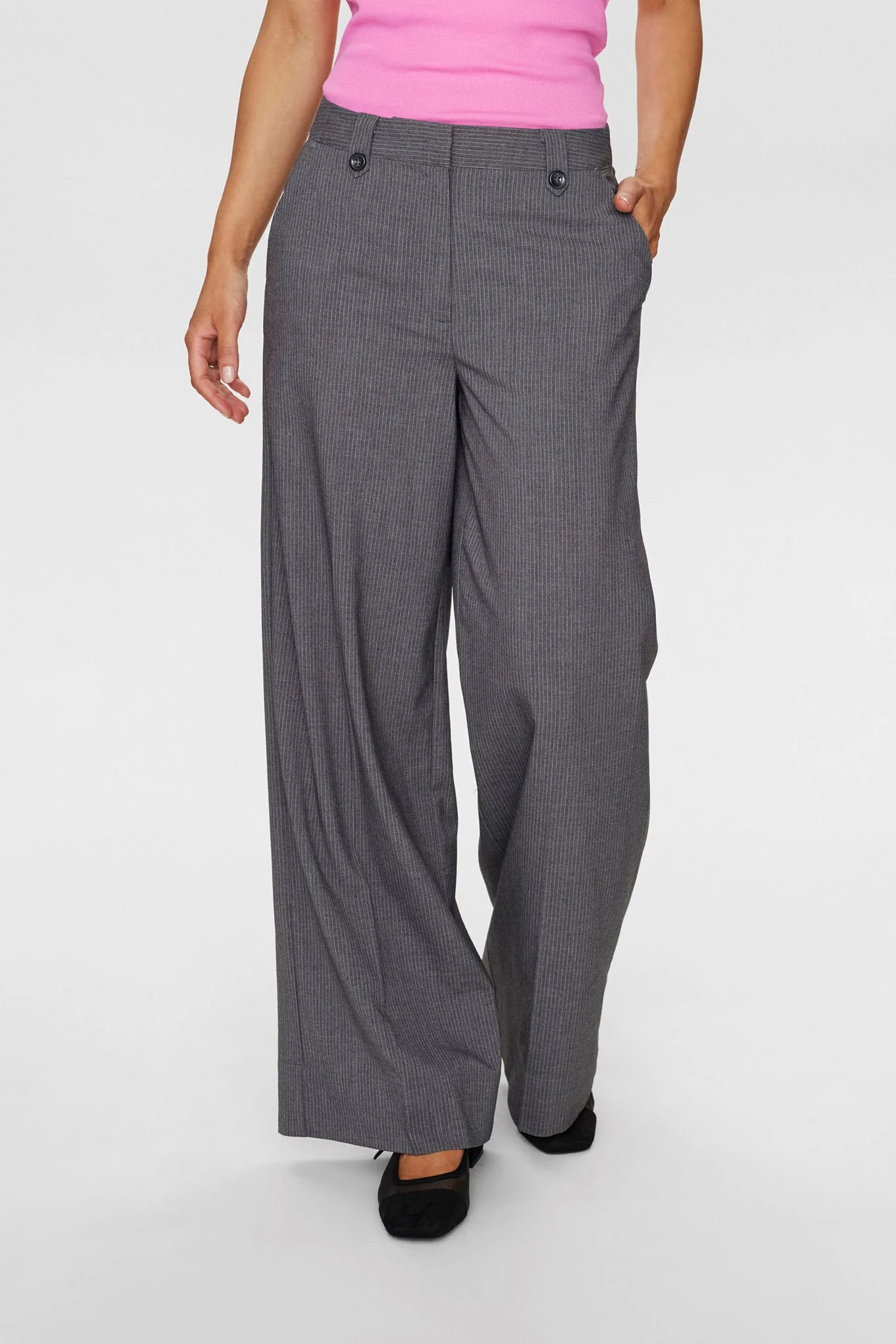 NUJOSEPHINE PANTS - Medium Grey mel
