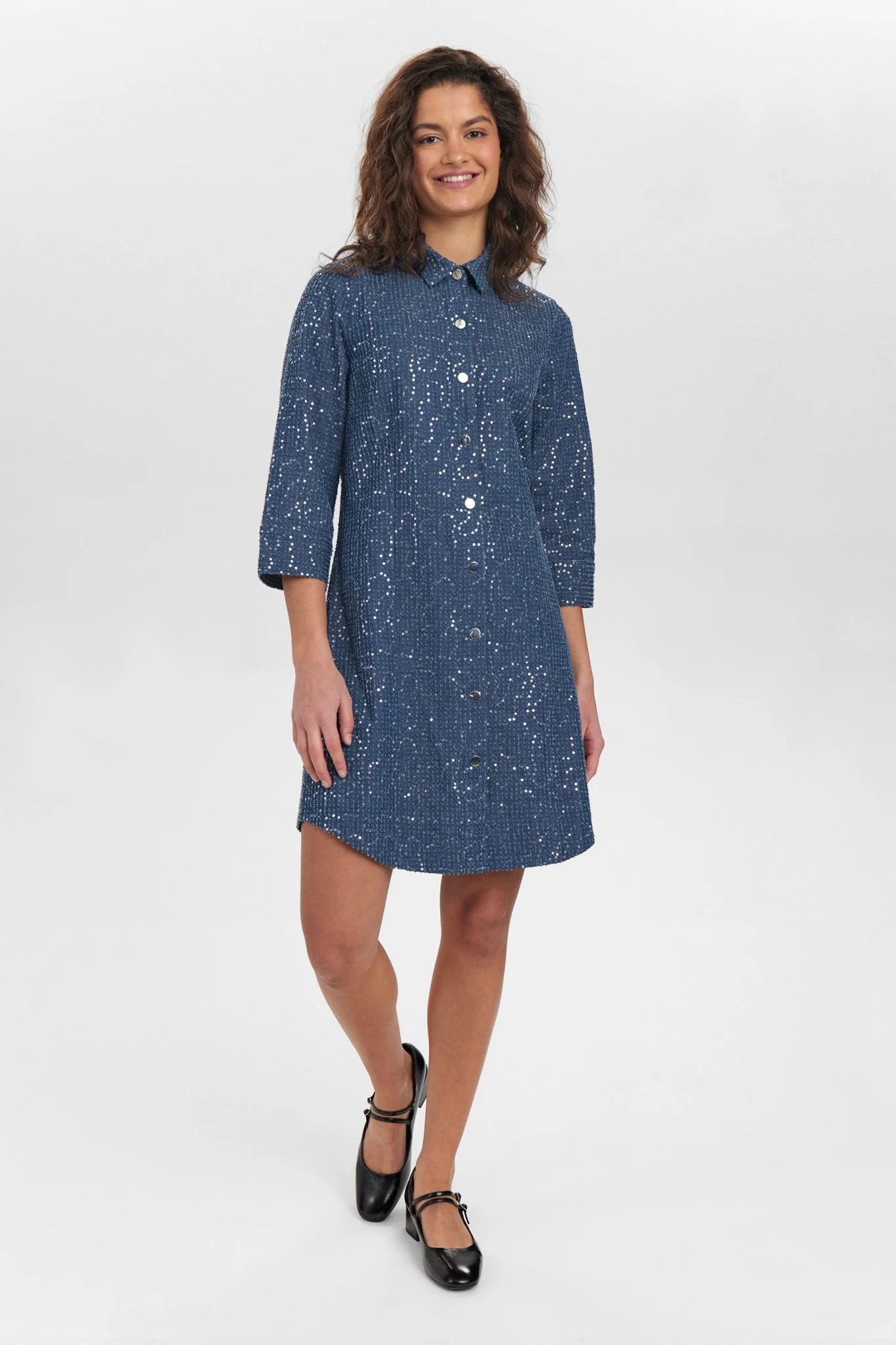 NUJOURNEY DRESS - Medium Blue Denim - Image 3