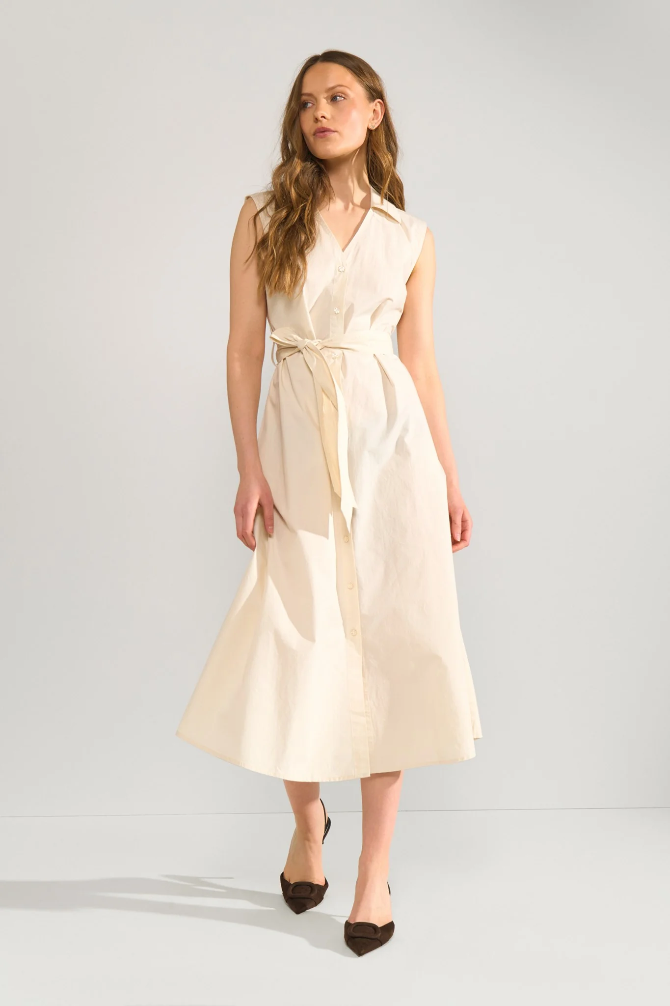 NUJUMA COTTON SHIRT DRESS  - Whitecap Gray - Image 3