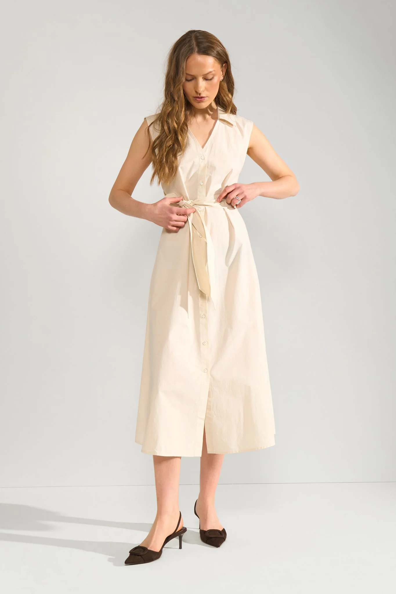NUJUMA COTTON SHIRT DRESS  - Whitecap Gray - Image 6