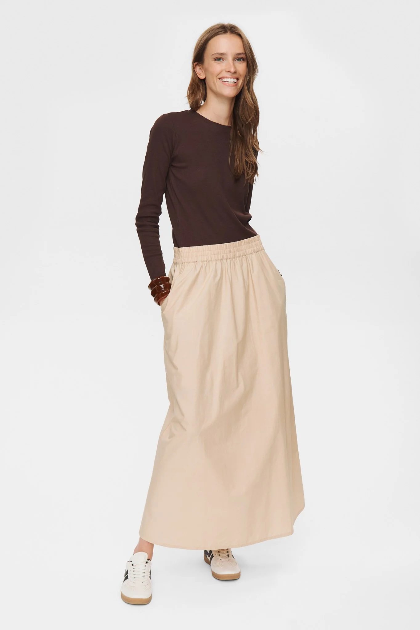 NUJUNY LONG SKIRT - Sesame - Image 3