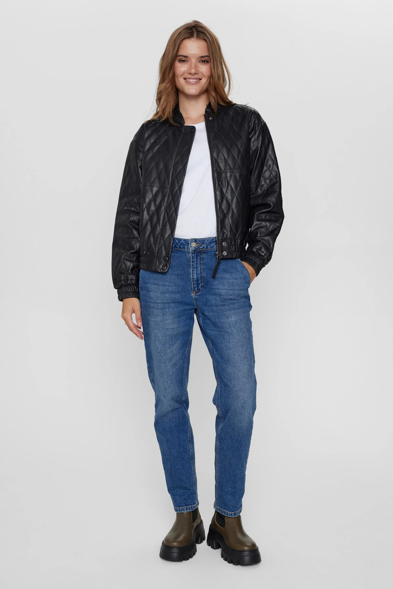 NULEA LEATHER BOMBER JACKET - Caviar - Image 3