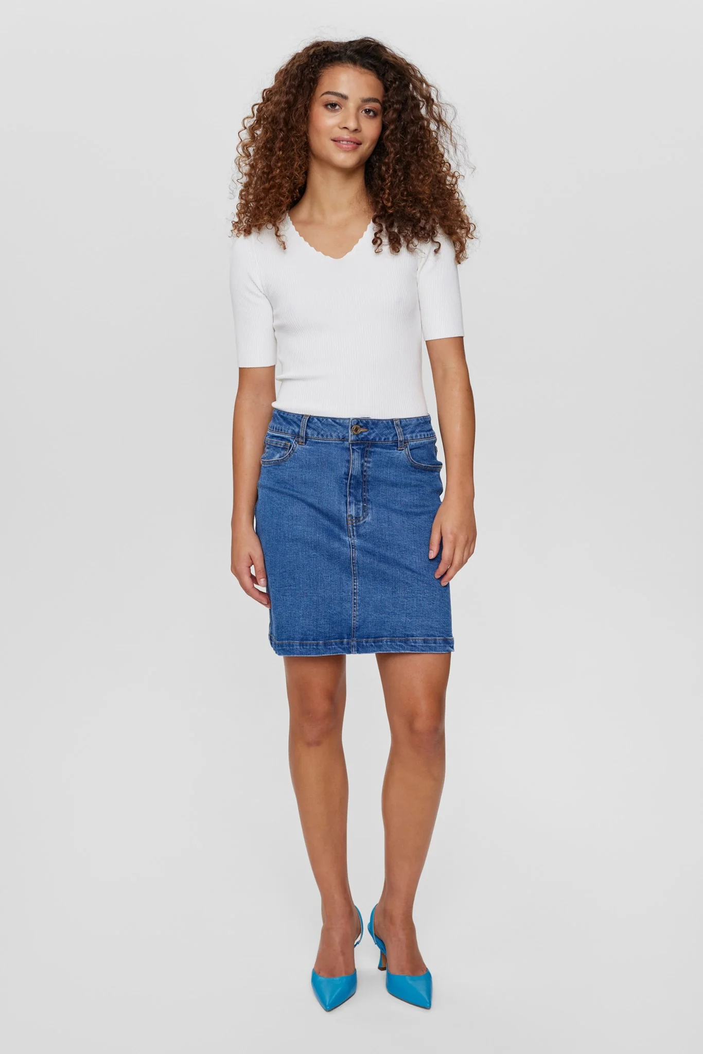 NULULU SHORT DENIM SKIRT - Medium Blue Denim - Image 3
