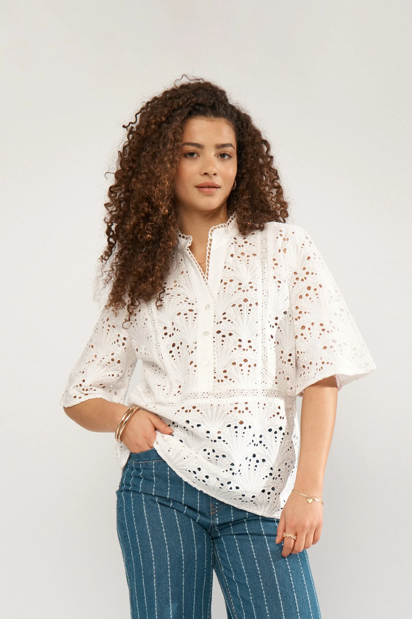 NUMAYA SS BLOUSE  - Bright White