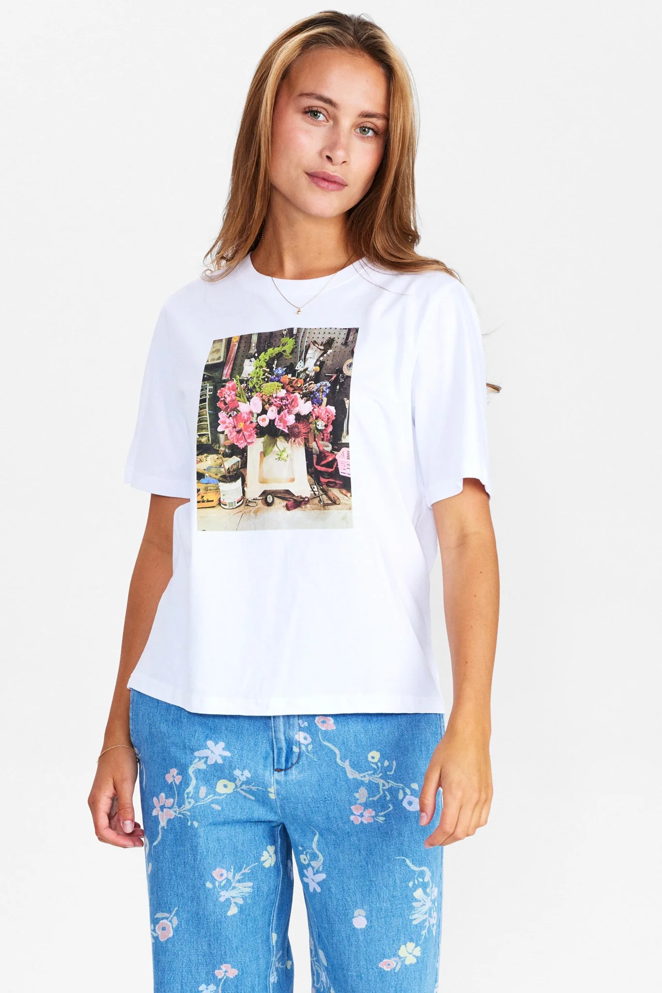 NUMITTA FRONT PRINT TEE - GOTS - Bright White