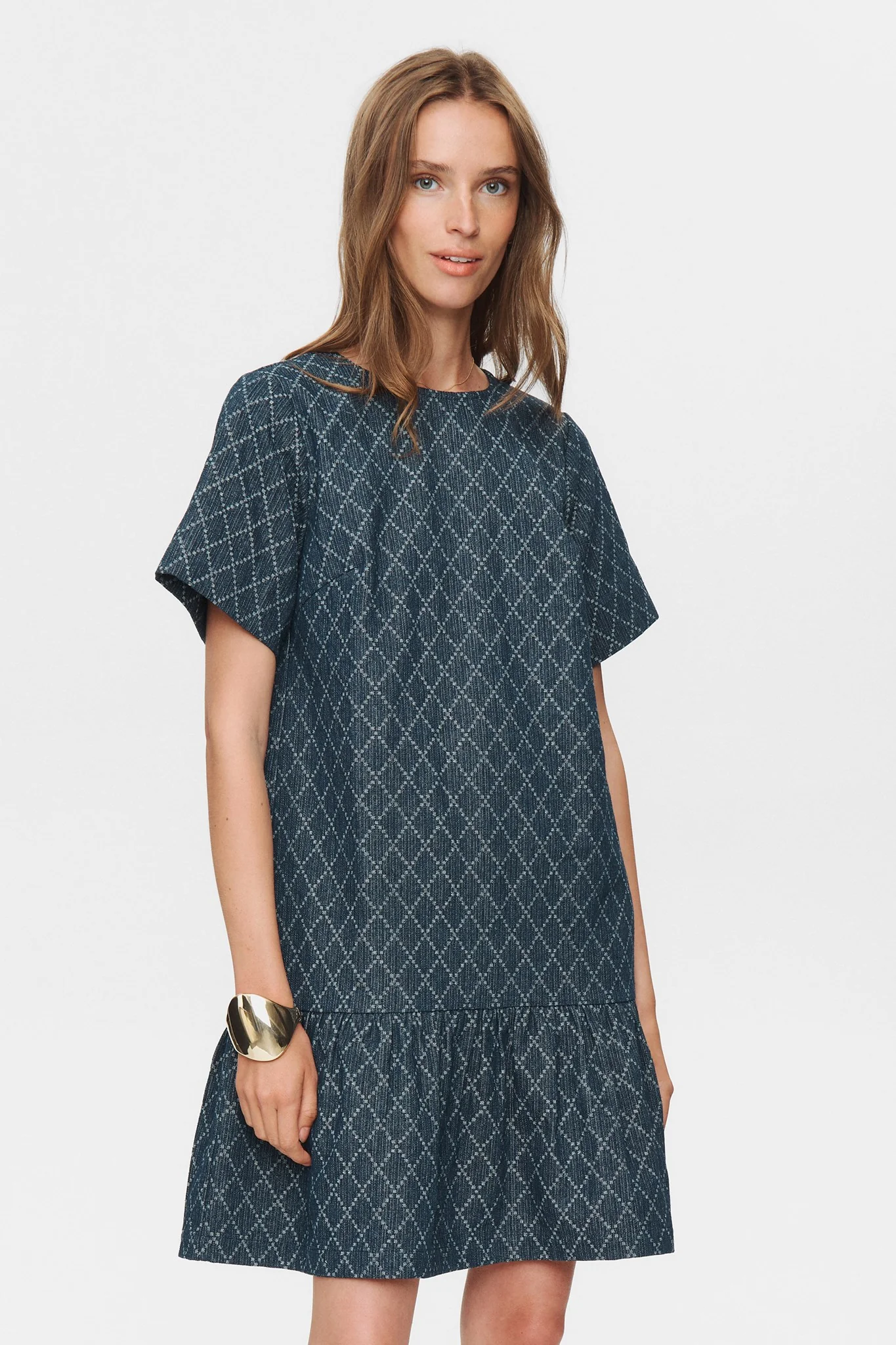 NUNELLY DRESS  - Medium Blue Denim