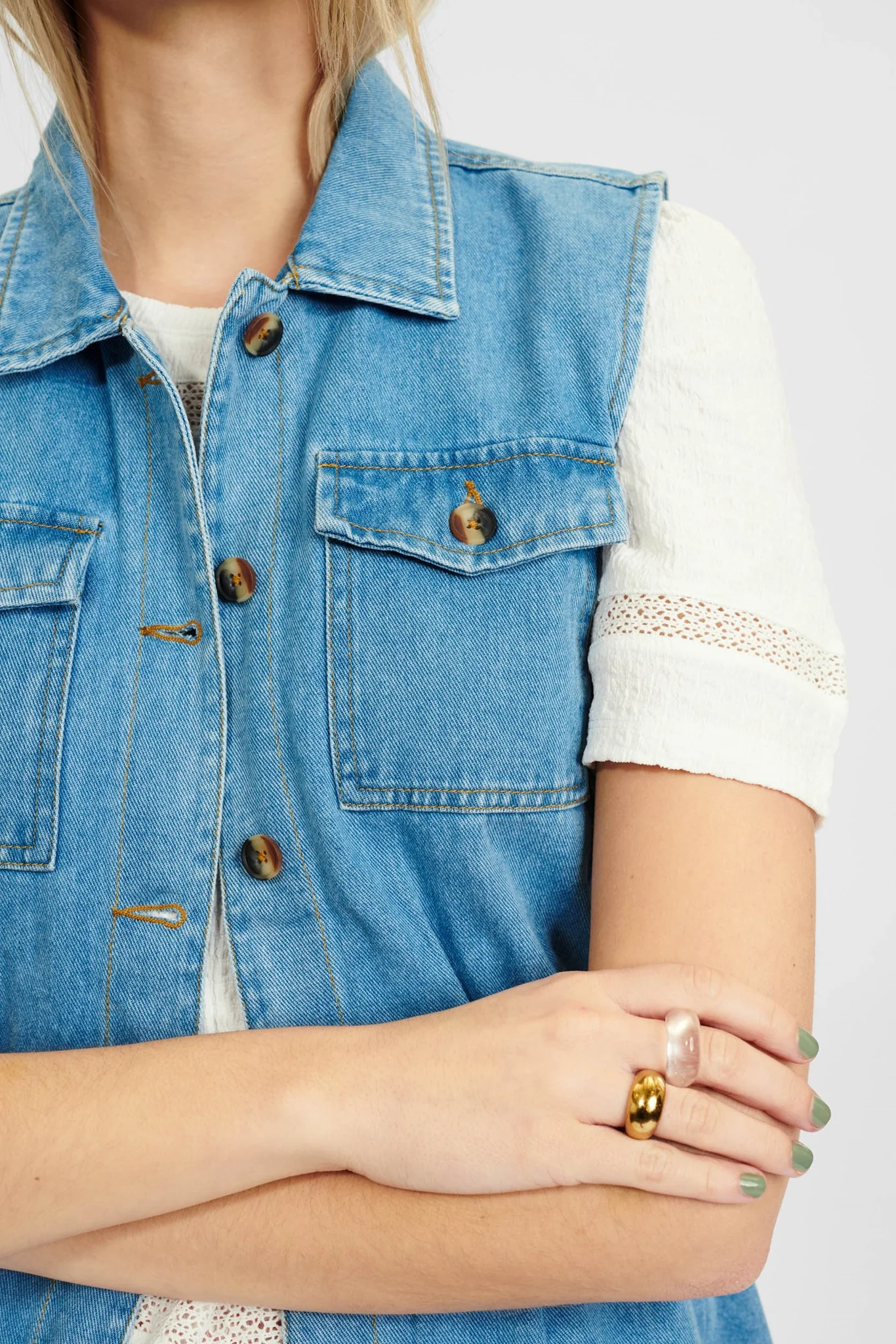NUNINNA  DENIM SHIRT  - Light Blue Denim - Image 4
