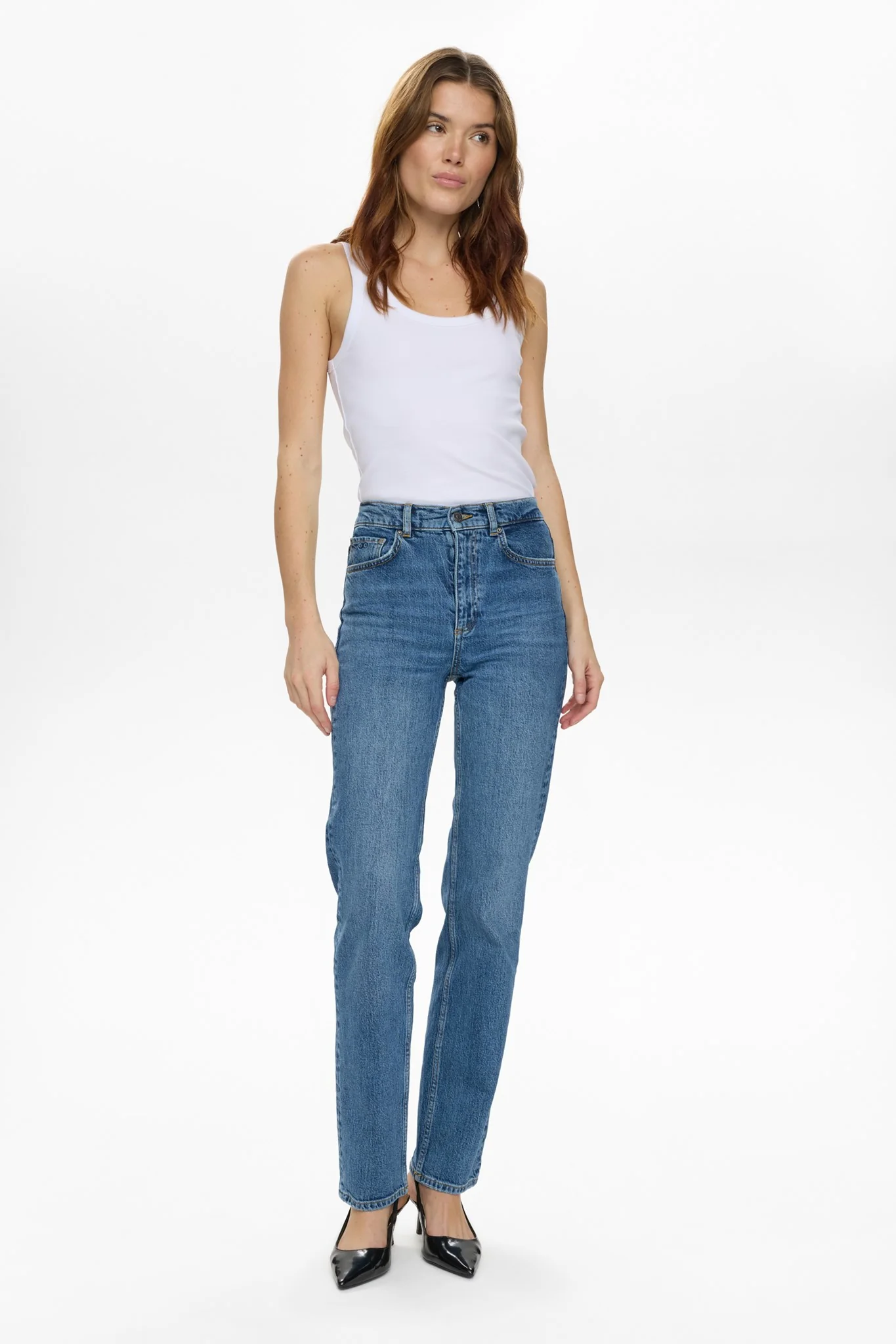 NUOSLO HR STRAIGHT JEANS - S3013 - Medium Blue Denim - Image 3