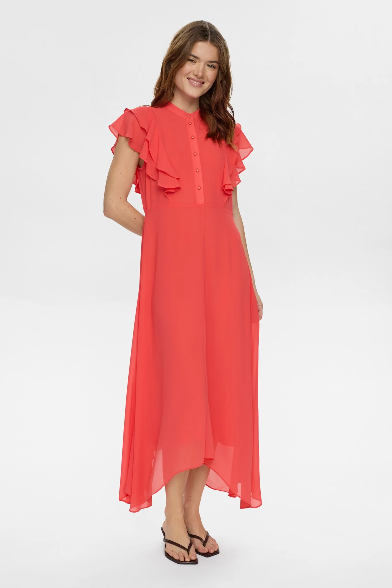NUPARISA RUFFLE DRESS - Cayenne
