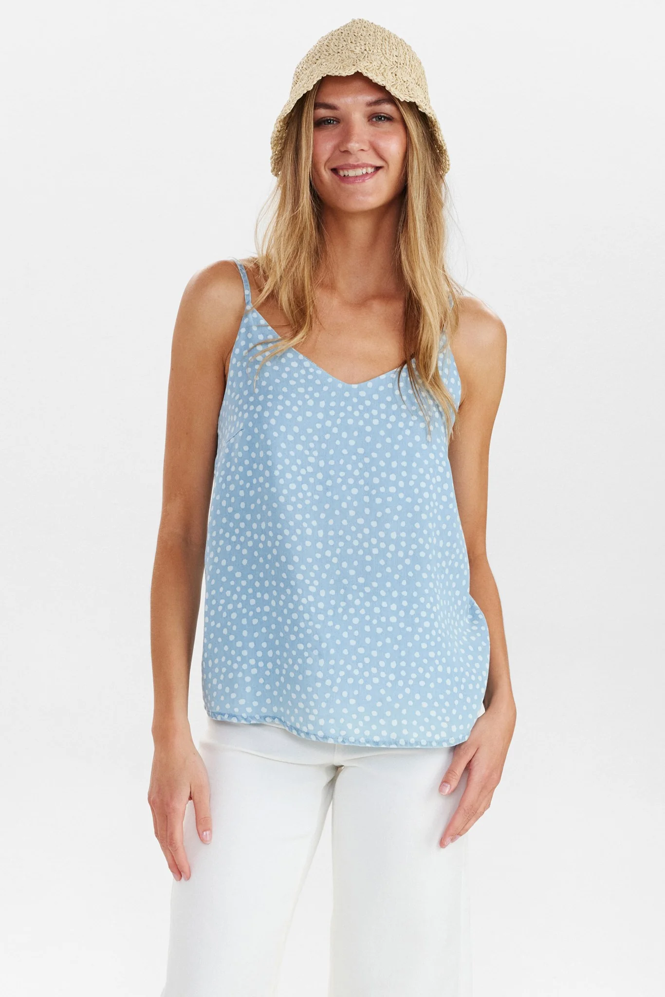 NUPOULINA STRAP TOP - Medium Blue Denim - Image 3