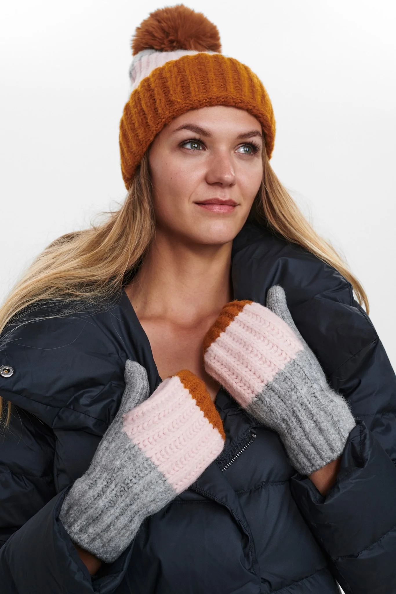 NURIBBY MITTENS - Light grey mel