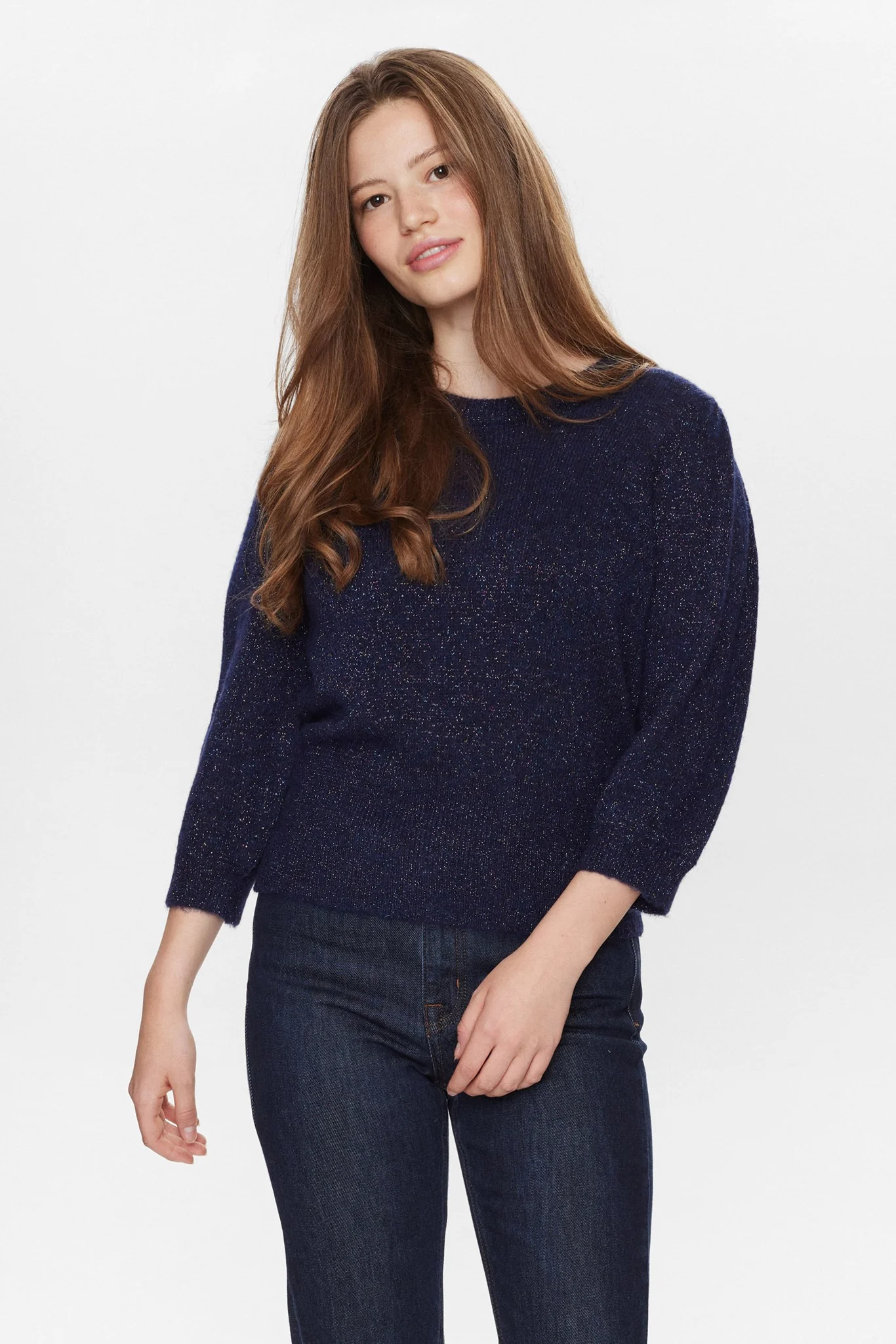 NURIETTA LUREX SS PULLOVER - Dress Blues